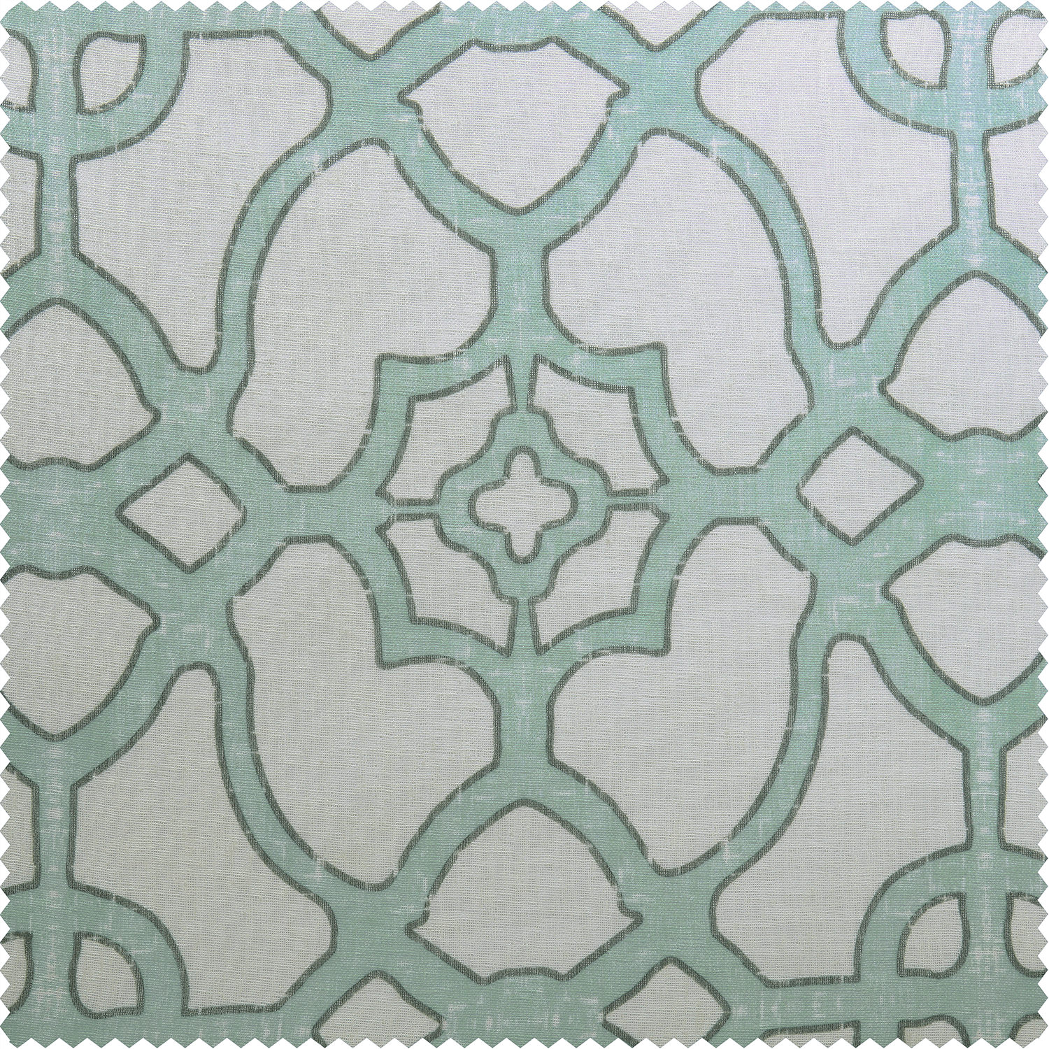 SeaGlass Blue Printed Faux Linen Sheer Swatch