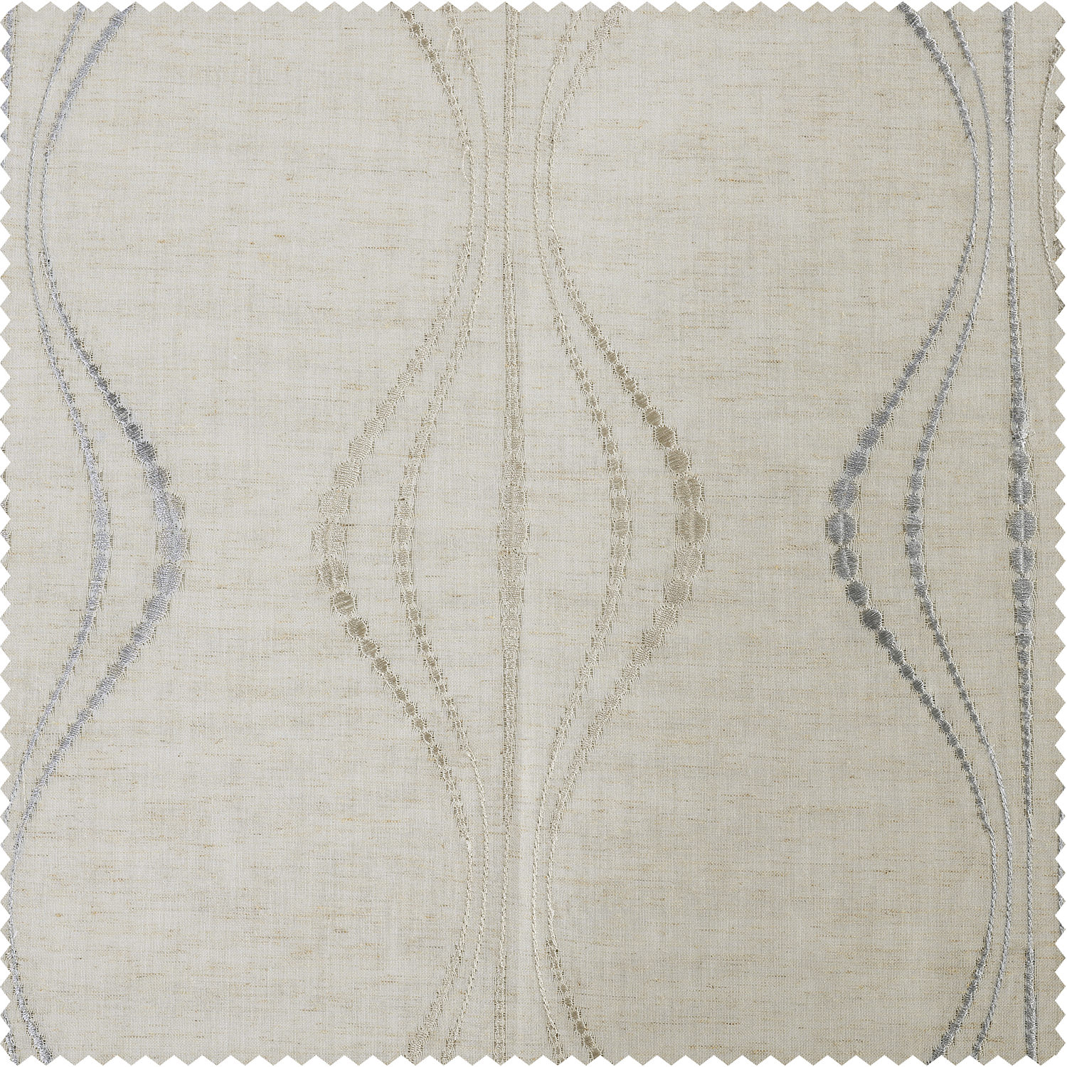 Suez Natural Embroidered Faux Linen Sheer Swatch