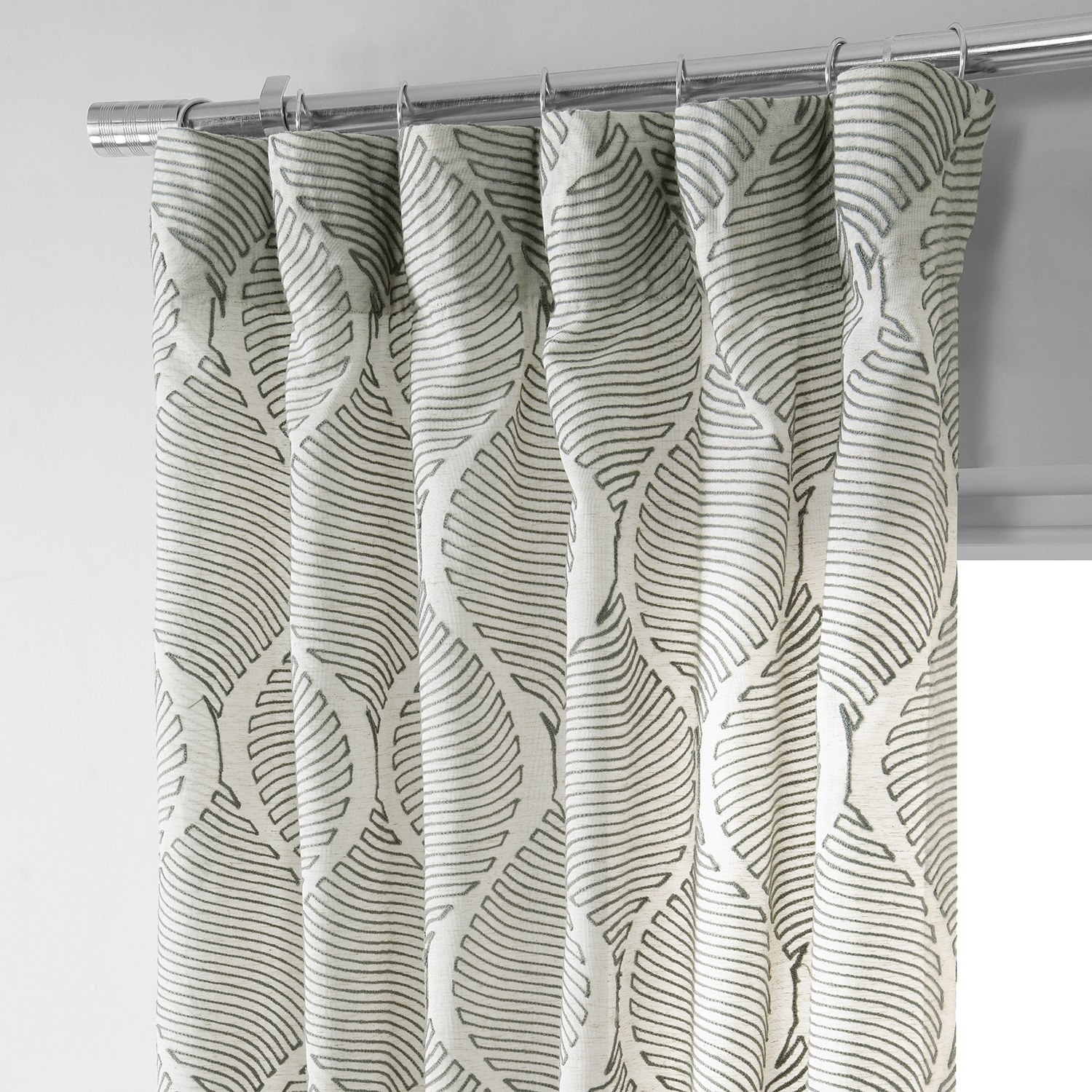 Dreamweaver Silver Taupe Embroidered Faux Linen Curtain