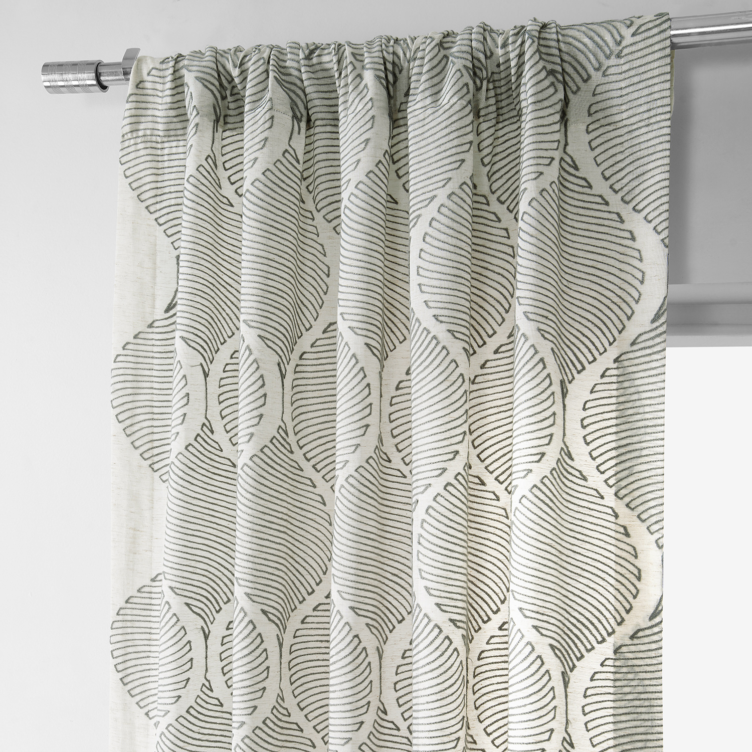 Dreamweaver Silver Taupe Embroidered Faux Linen Curtain