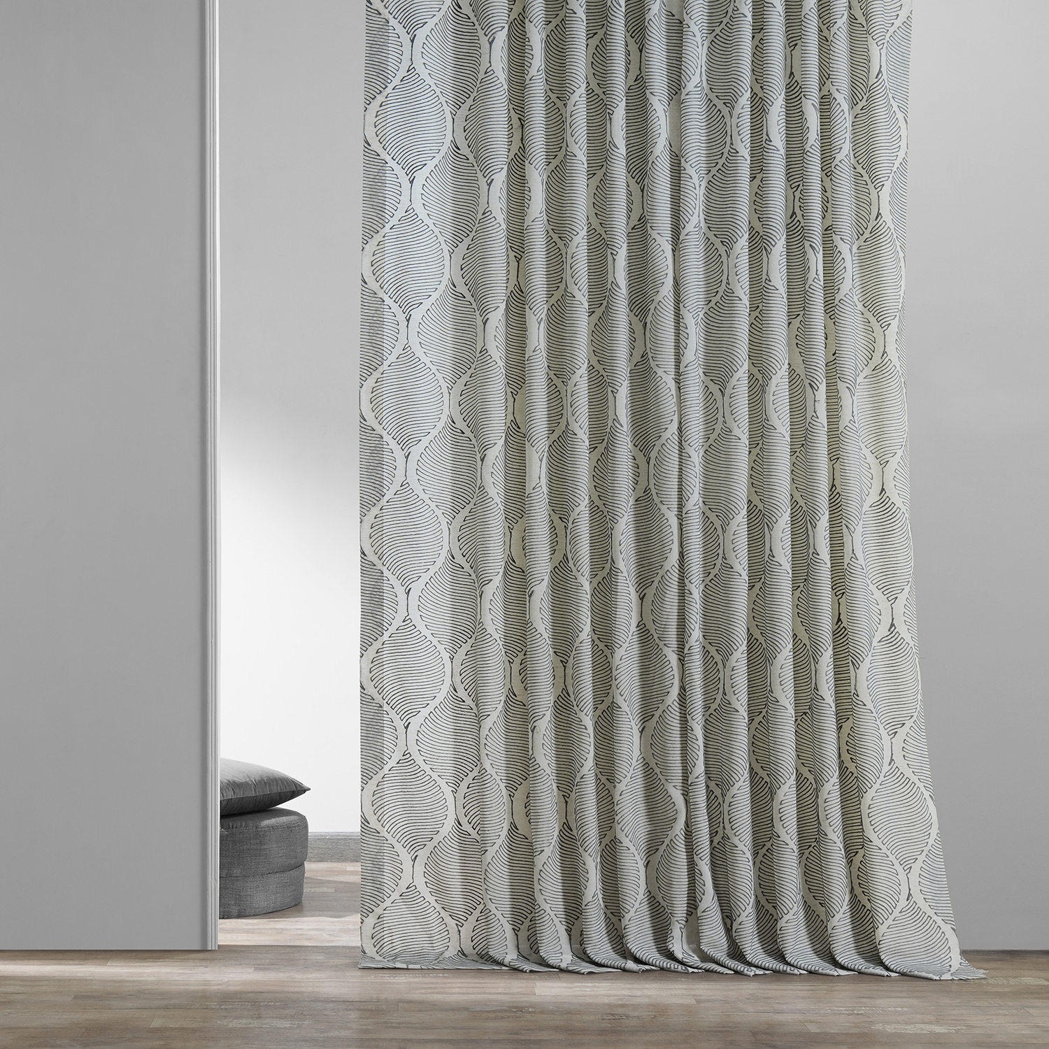 Dreamweaver Silver Taupe Embroidered Faux Linen Curtain