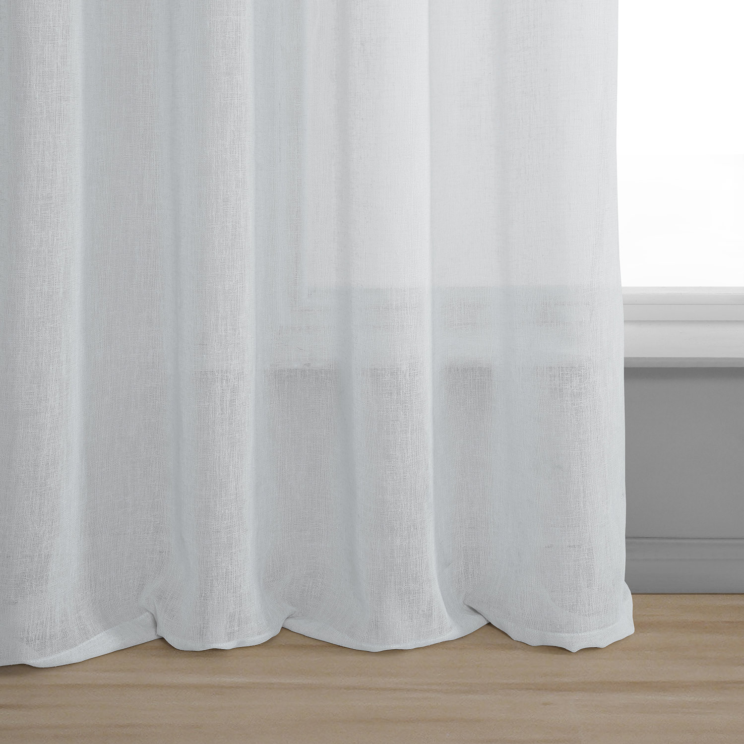 Aspen White Grommet Solid Faux Linen Sheer Curtain