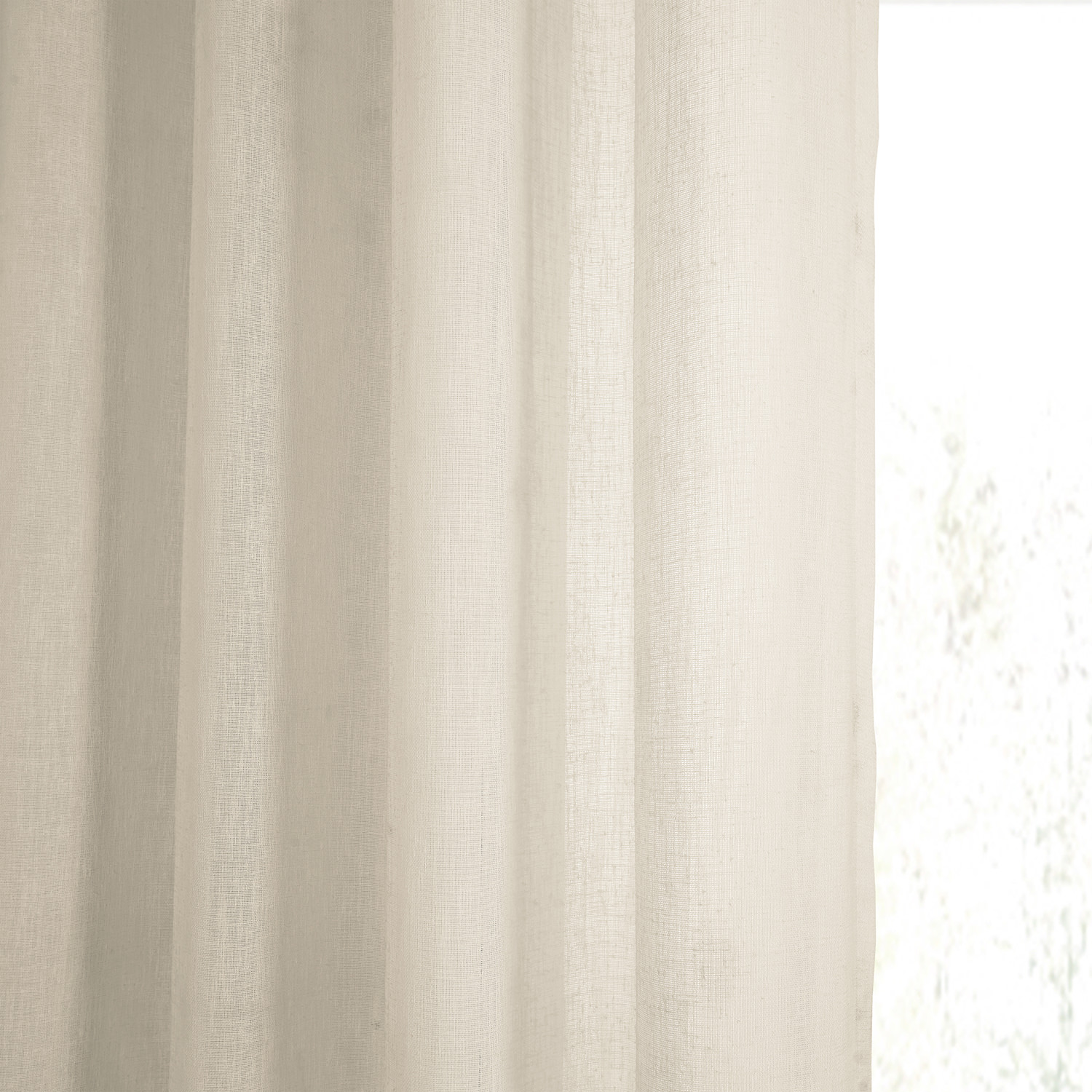 Cotton Seed Grommet Solid Faux Linen Sheer Curtain