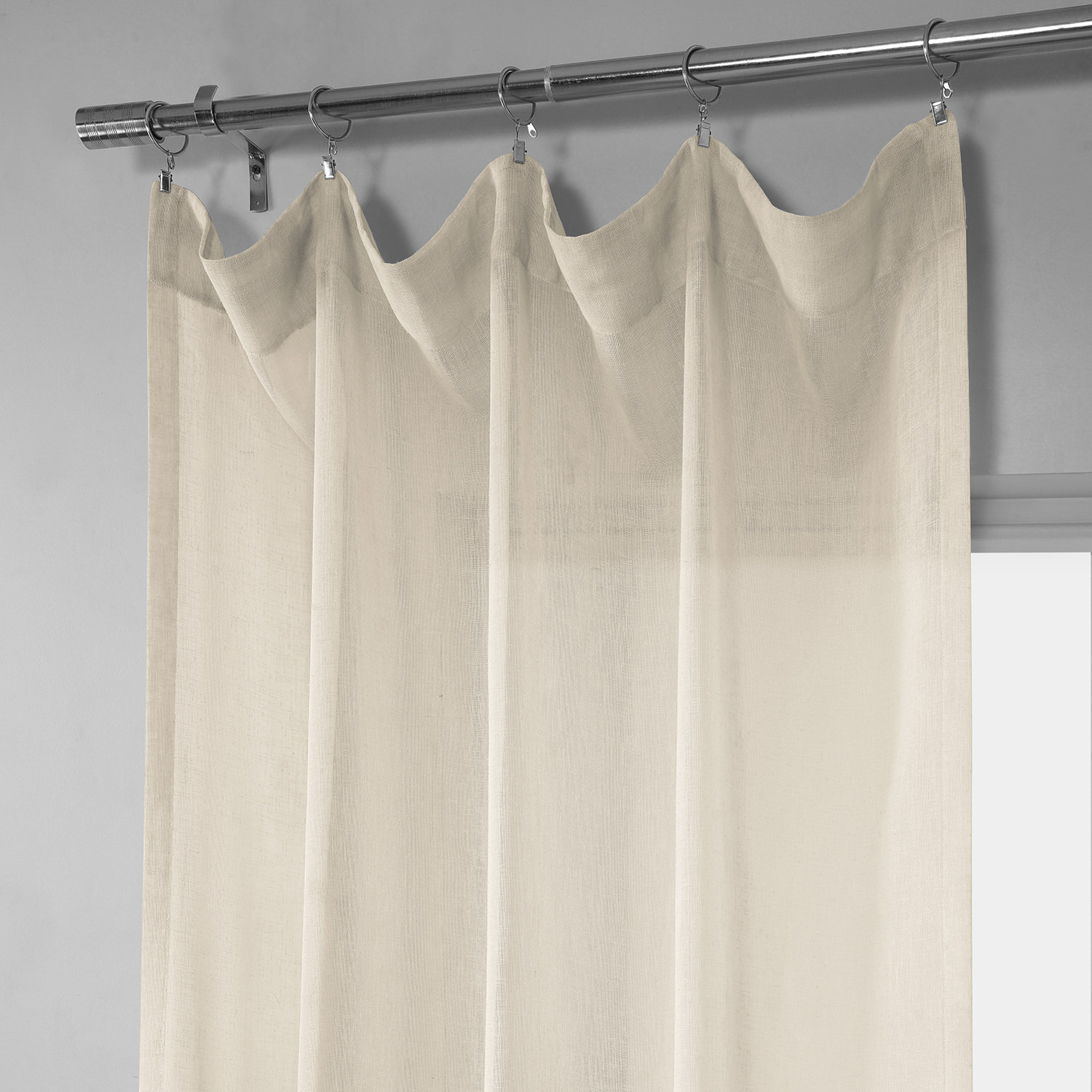 Cotton Seed Solid Faux Linen Sheer Curtain