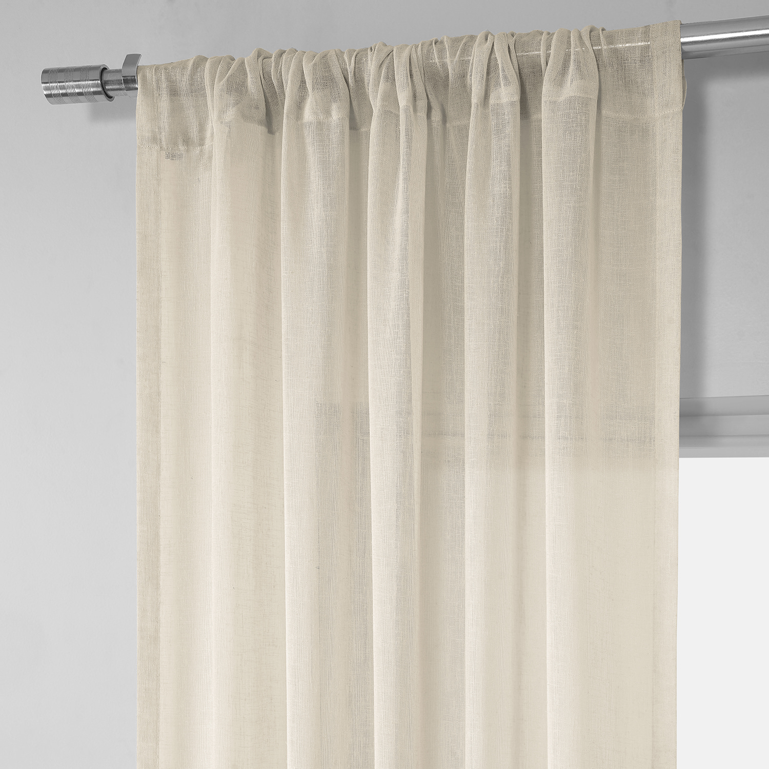 Cotton Seed Solid Faux Linen Sheer Curtain