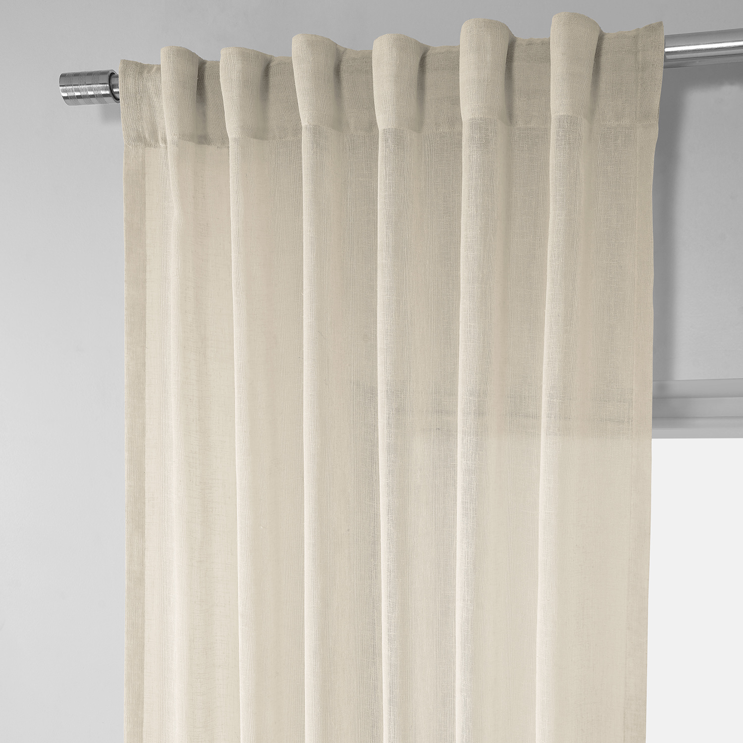 Cotton Seed Solid Faux Linen Sheer Curtain