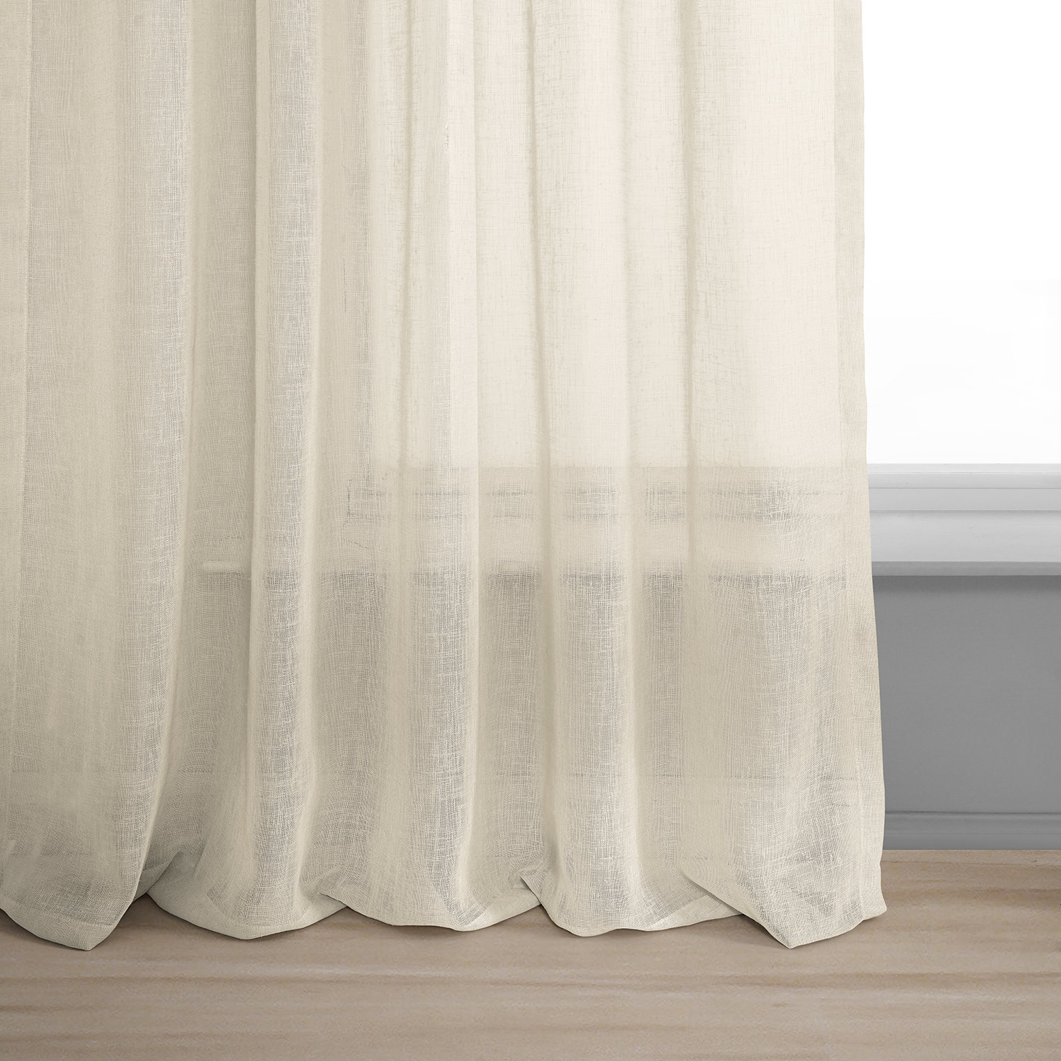 Cotton Seed Solid Faux Linen Sheer Curtain