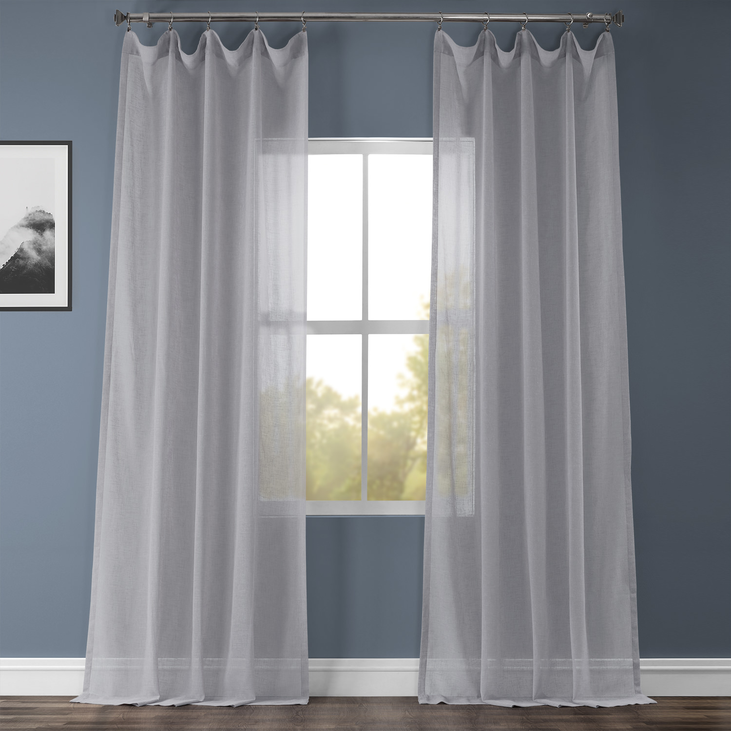 Steel Mountain Solid Faux Linen Sheer Curtain