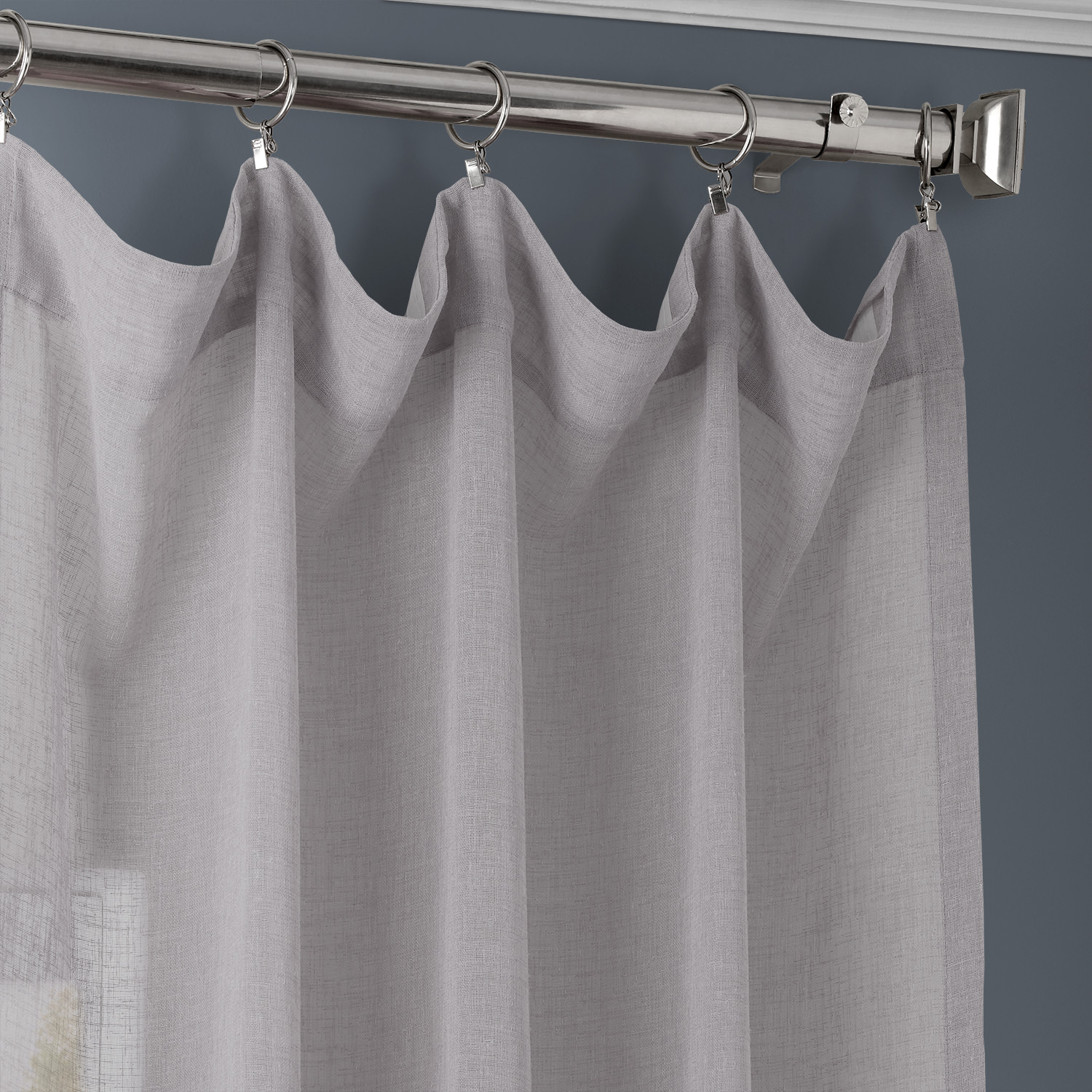 Steel Mountain Solid Faux Linen Sheer Curtain