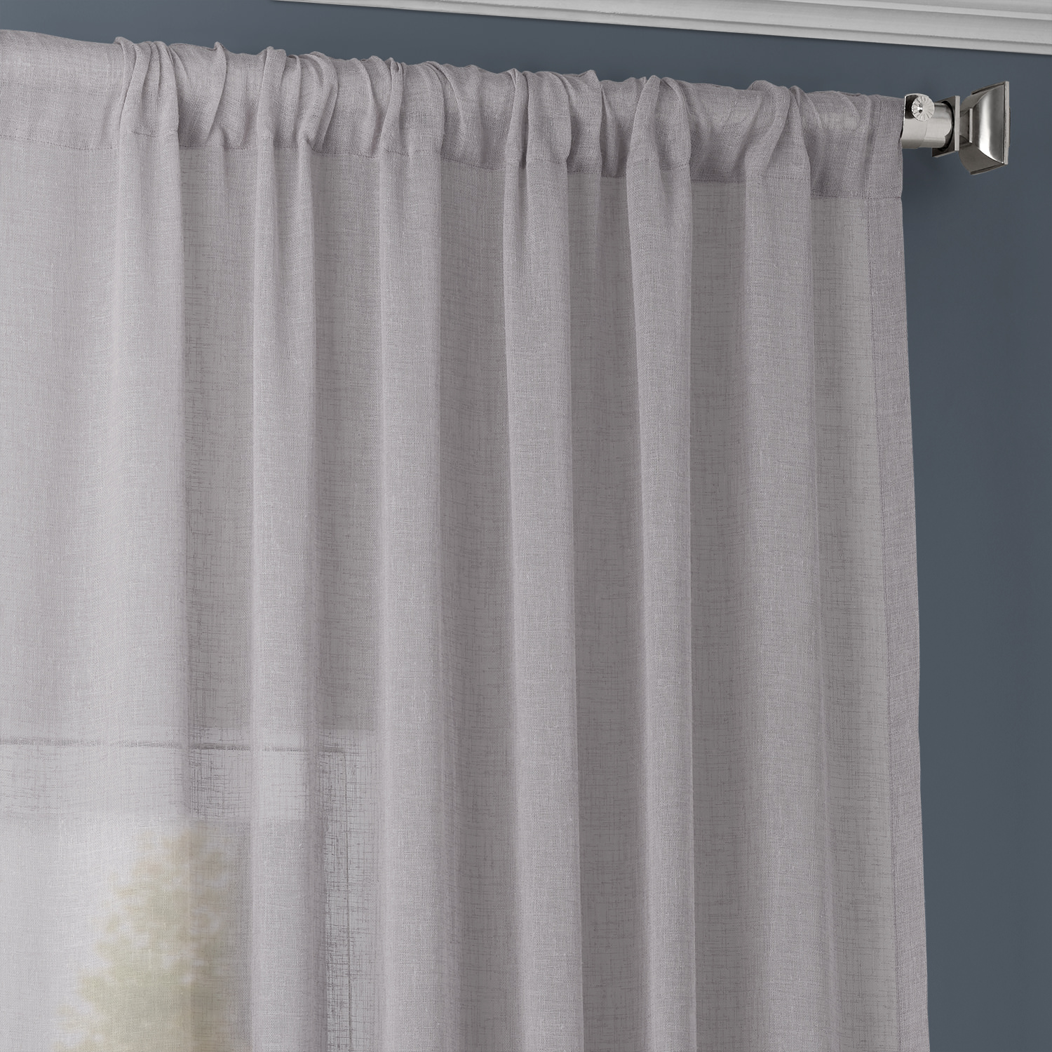 Steel Mountain Solid Faux Linen Sheer Curtain