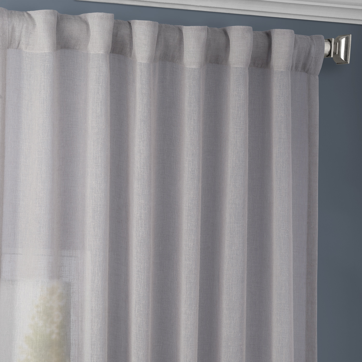 Steel Mountain Solid Faux Linen Sheer Curtain