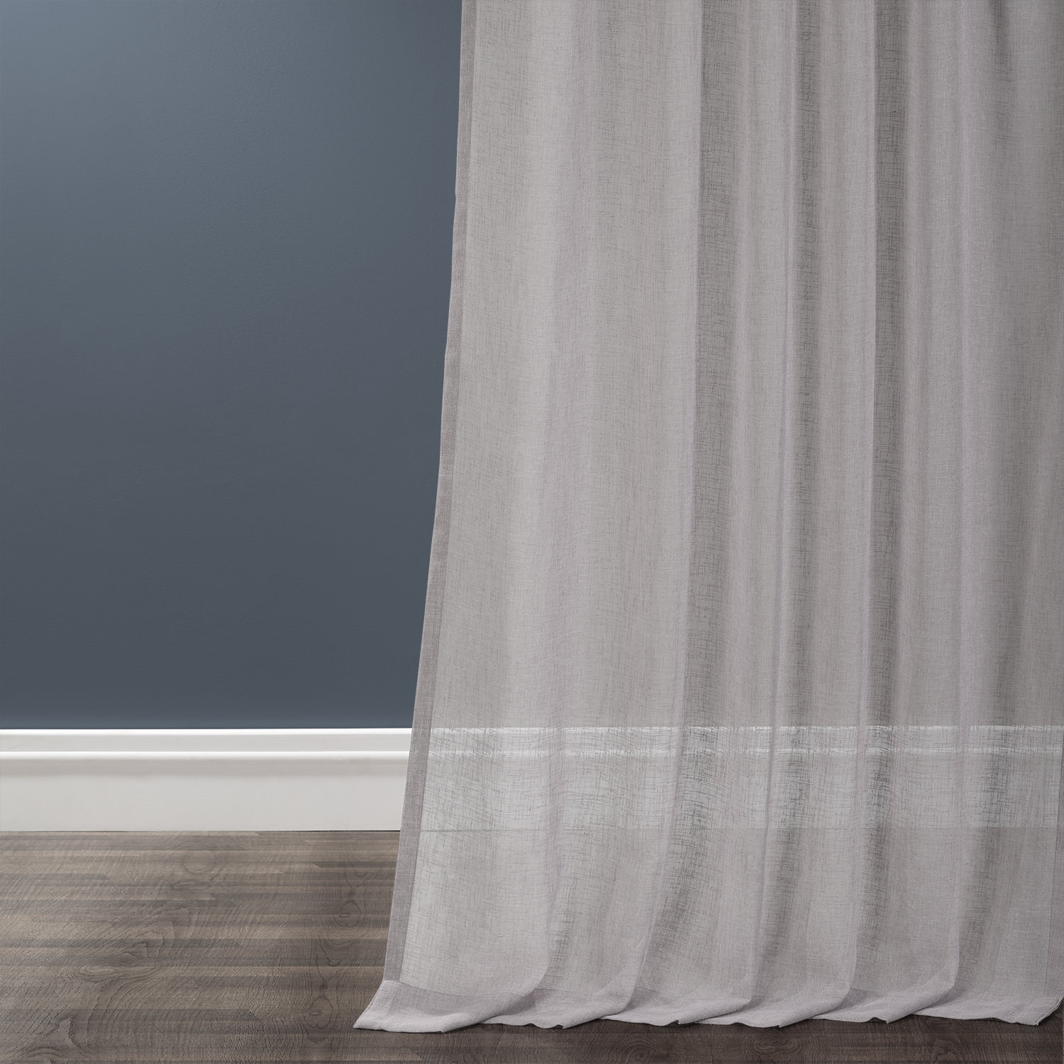 Steel Mountain Solid Faux Linen Sheer Curtain