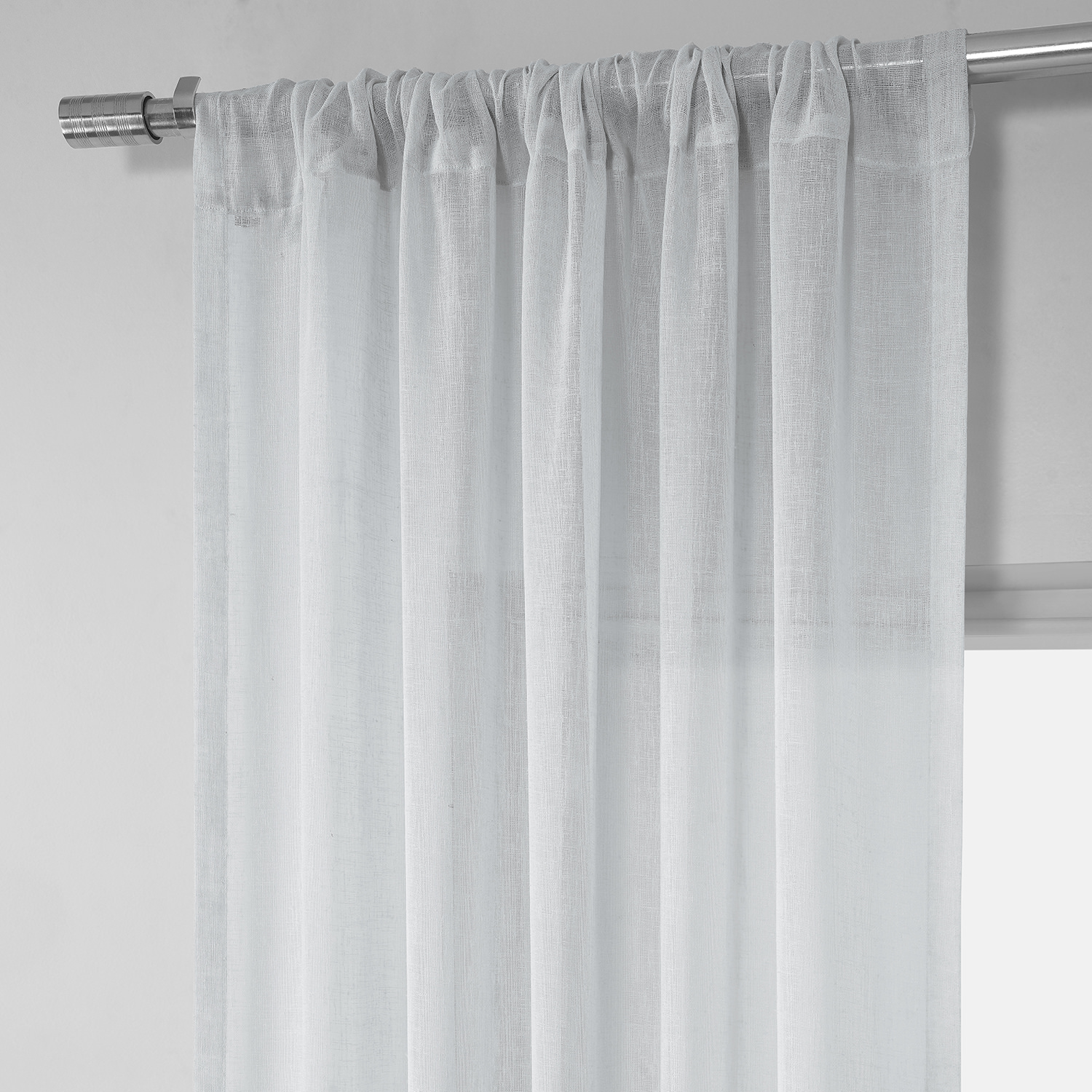 Aspen White Solid Faux Linen Sheer Curtain