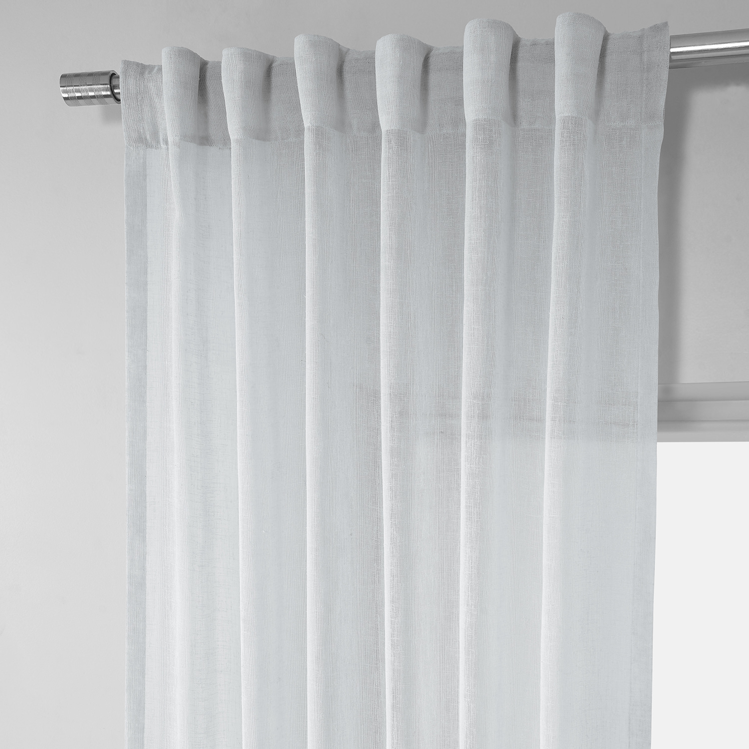 Aspen White Solid Faux Linen Sheer Curtain