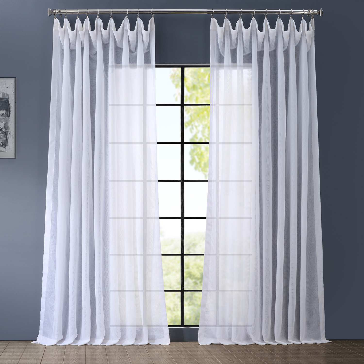 Extra Wide Double Layered White Sheer Curtain