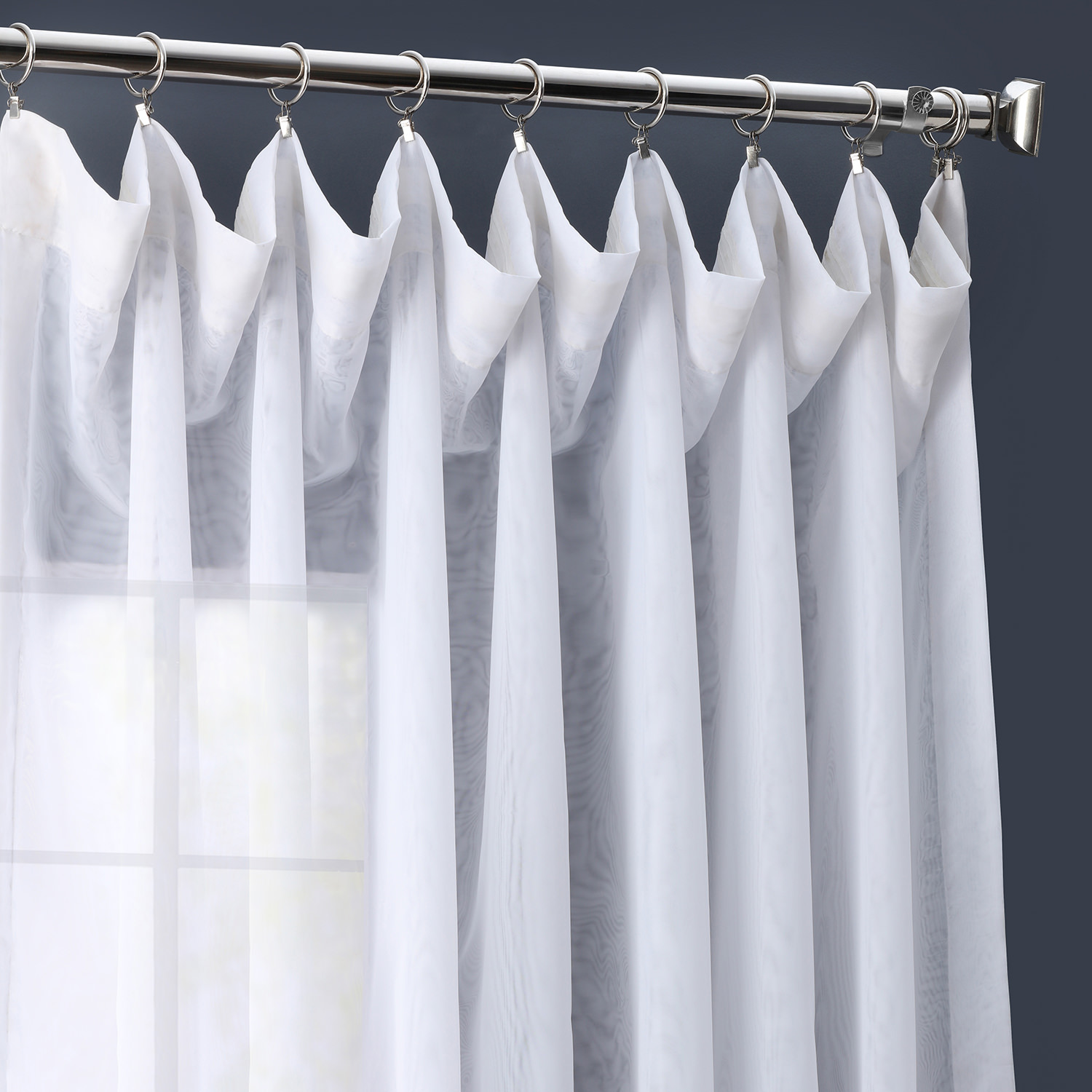 Extra Wide Double Layered White Sheer Curtain