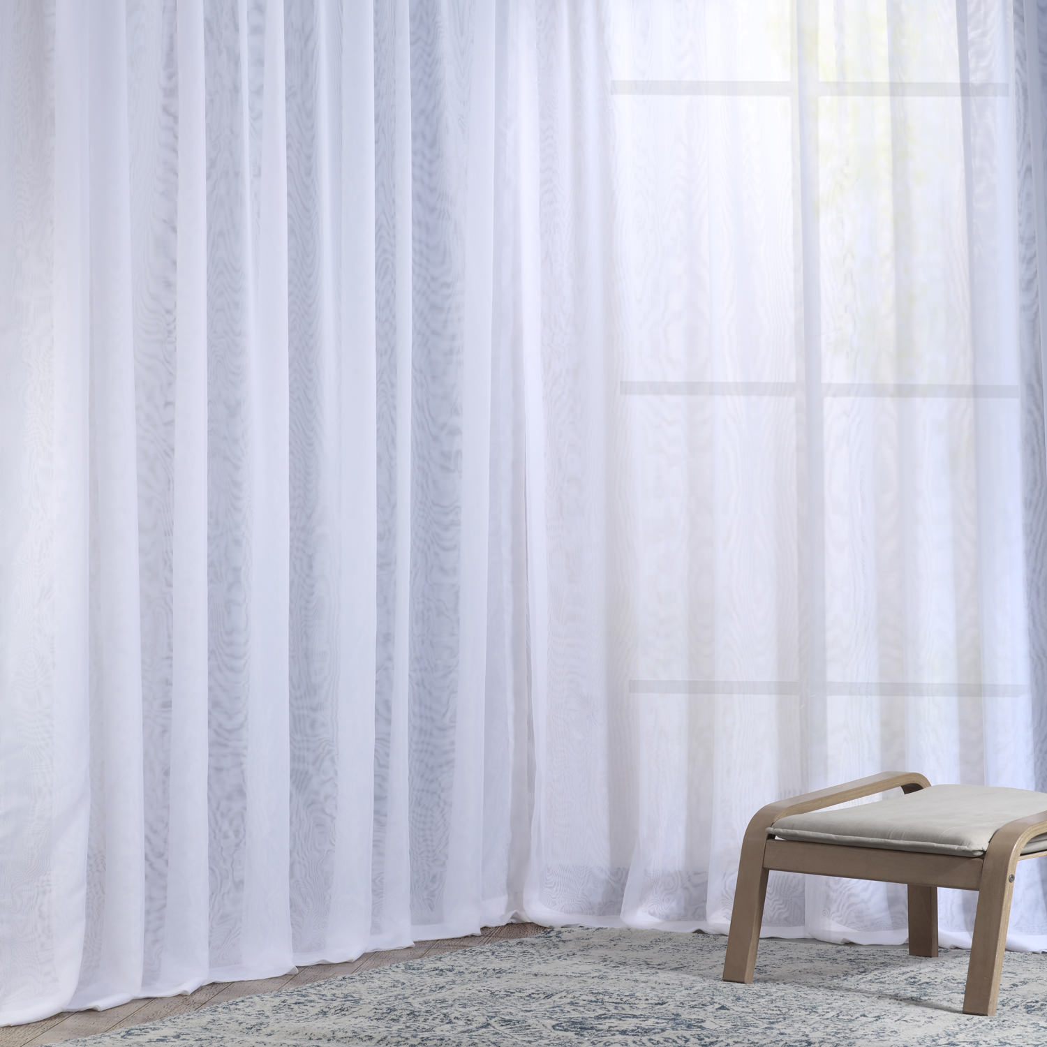 Extra Wide Double Layered White Sheer Curtain