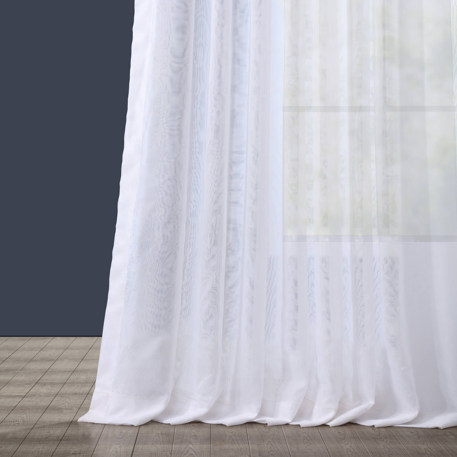 Extra Wide Double Layered White Sheer Curtain