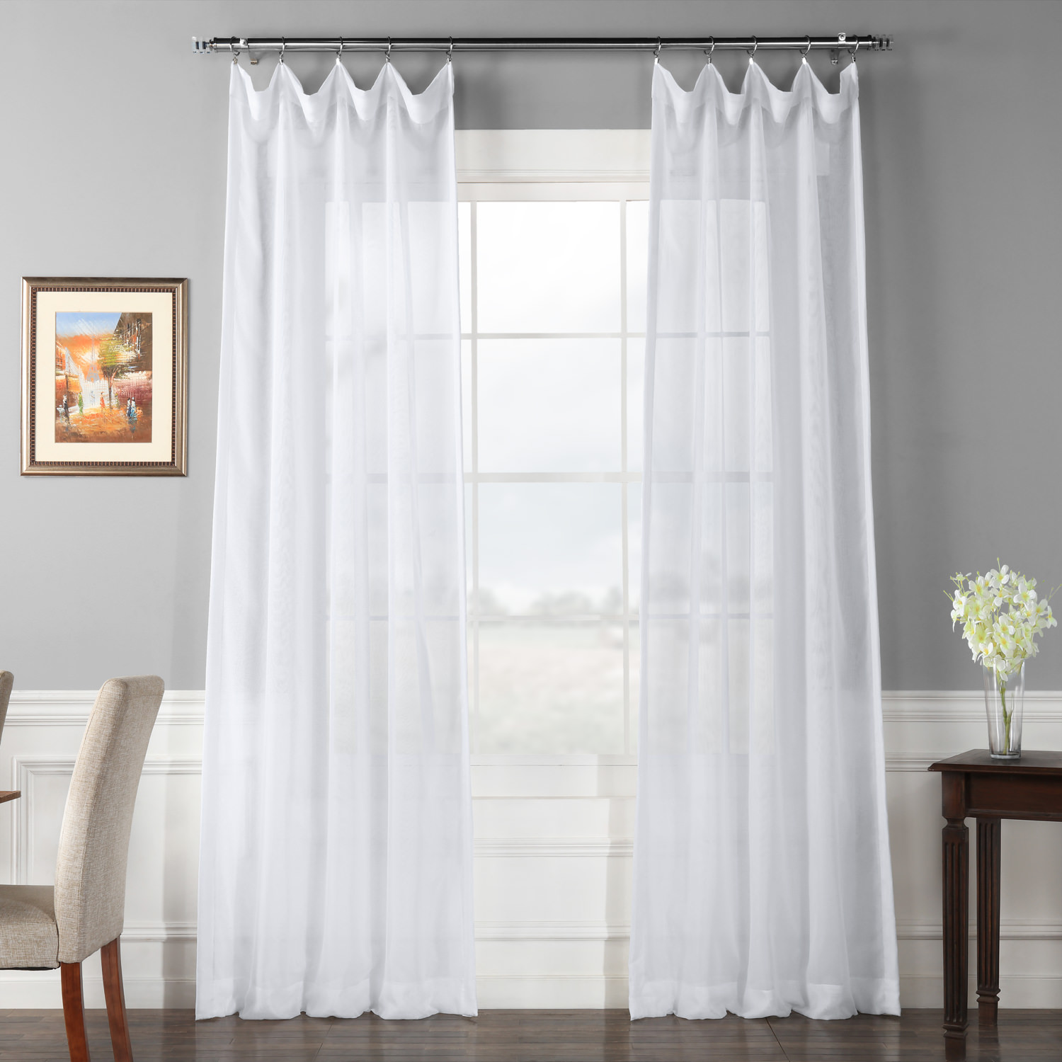 Signature Double Layered White Sheer Curtain