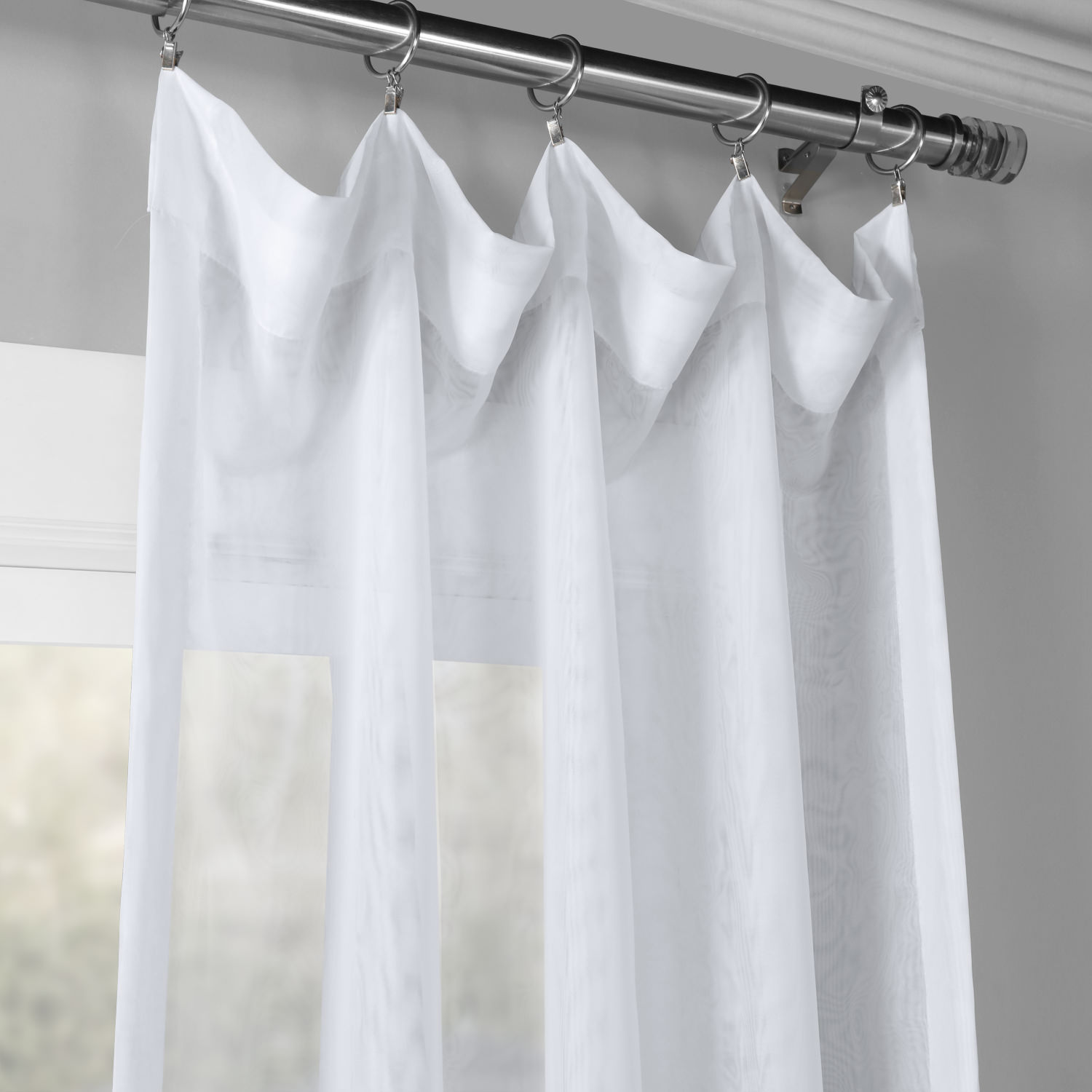 Signature Double Layered White Sheer Curtain