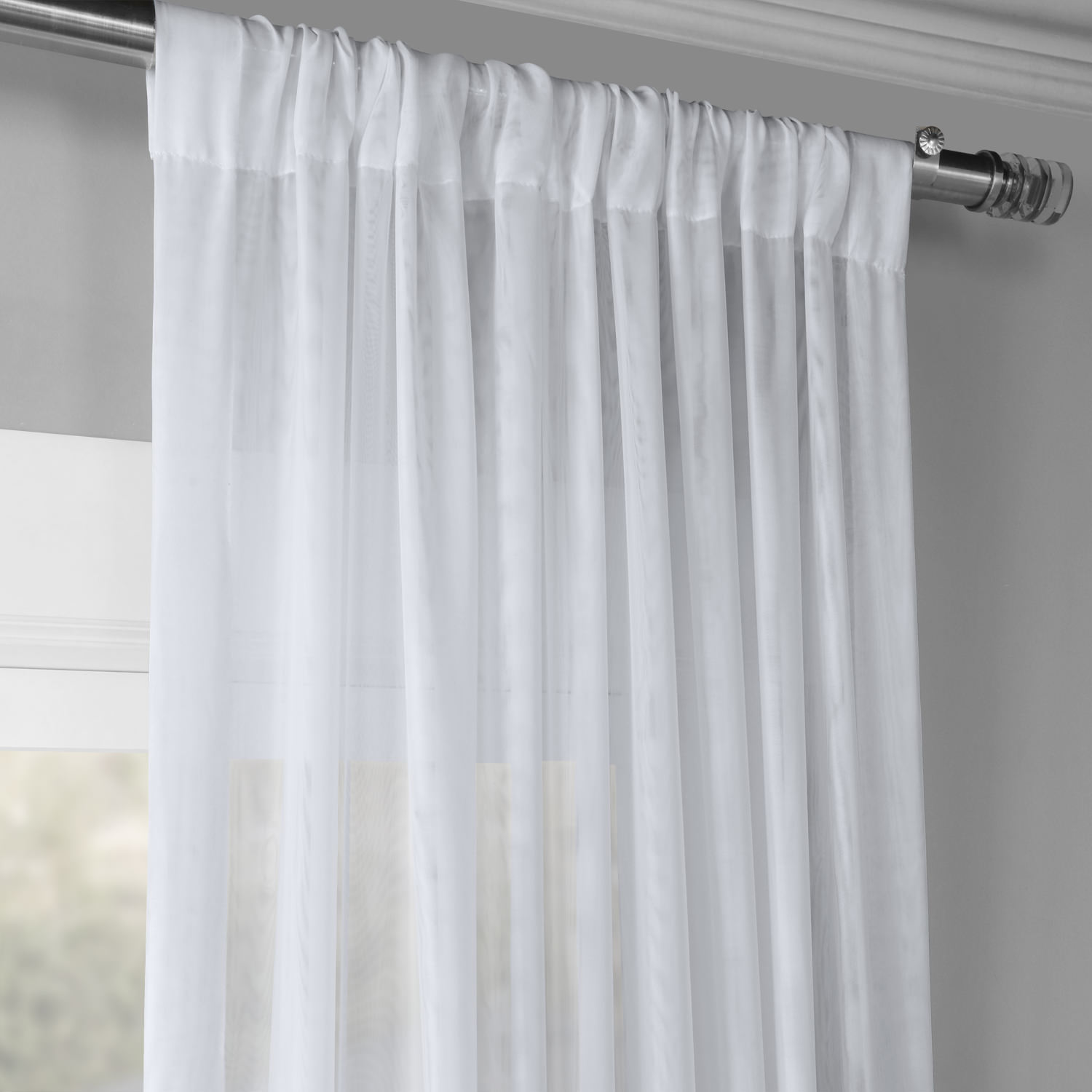 Signature Double Layered White Sheer Curtain