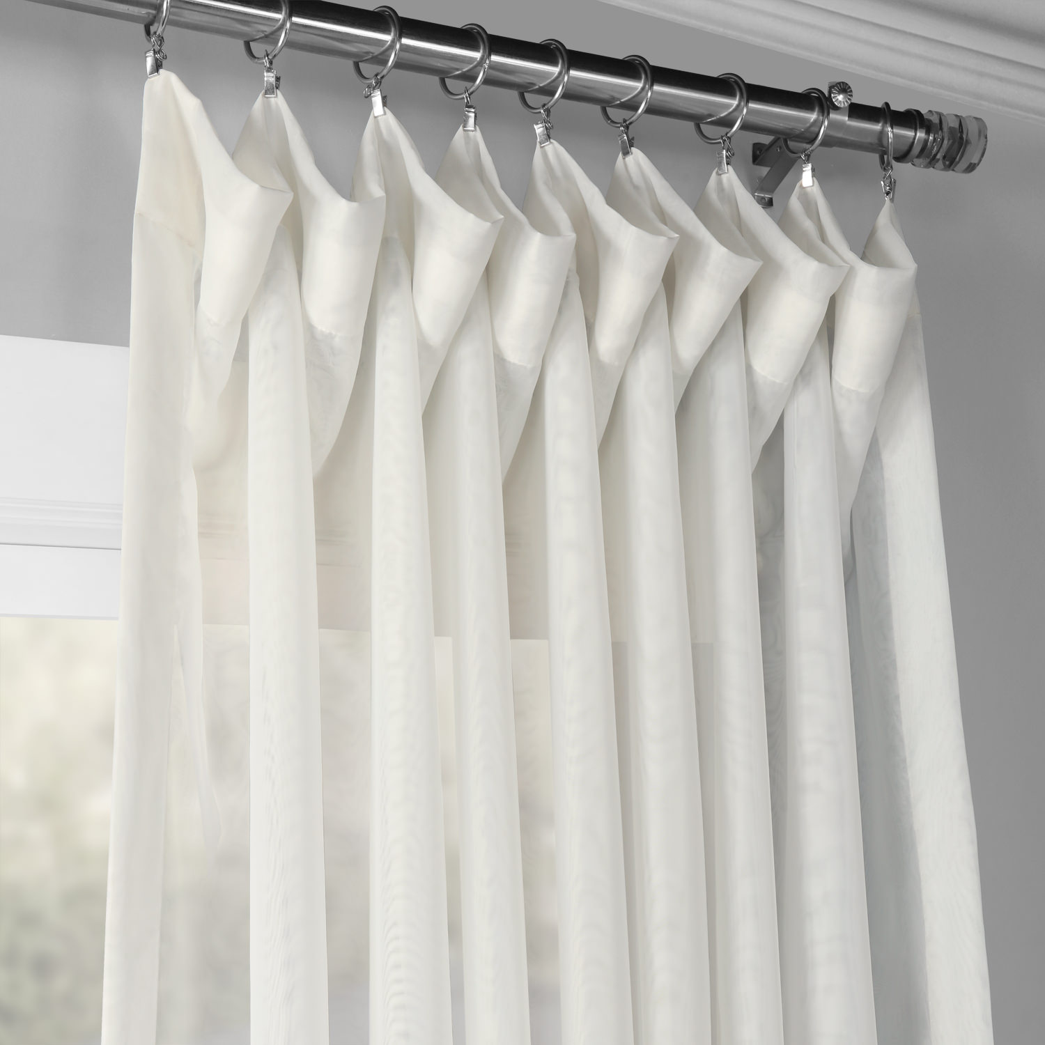 Extra Wide Double Layered Off White Sheer Curtain