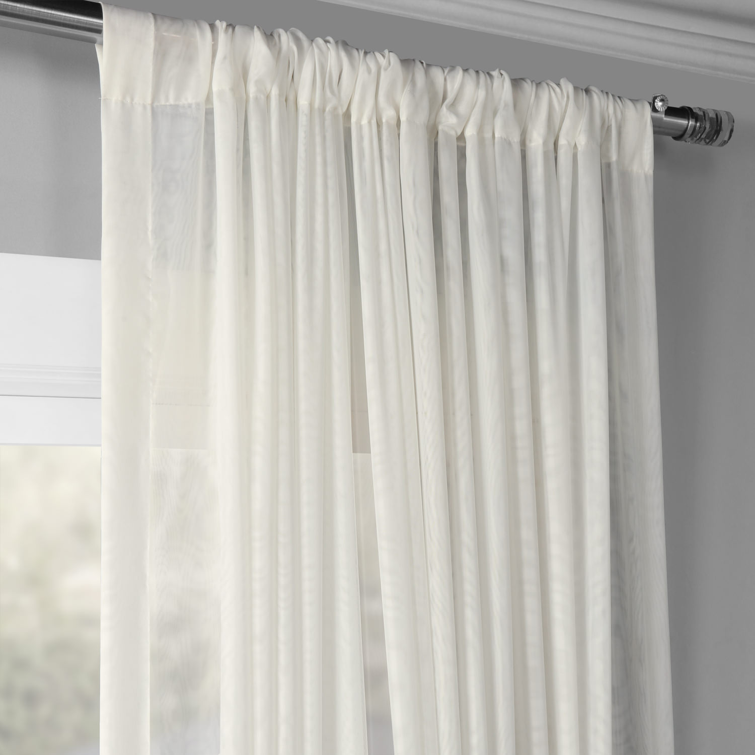 Extra Wide Double Layered Off White Sheer Curtain