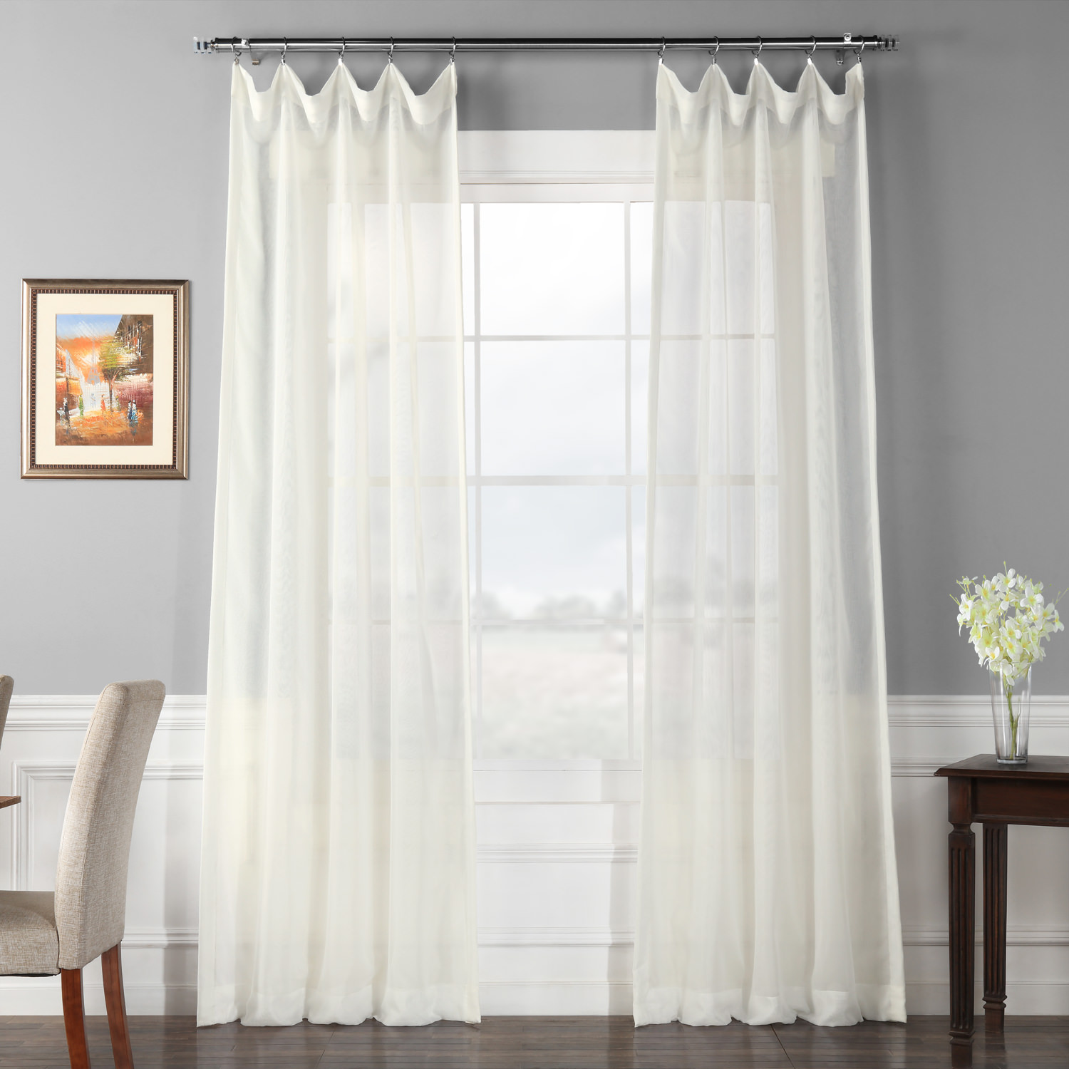 Signature Double Layered Off White Sheer Curtain