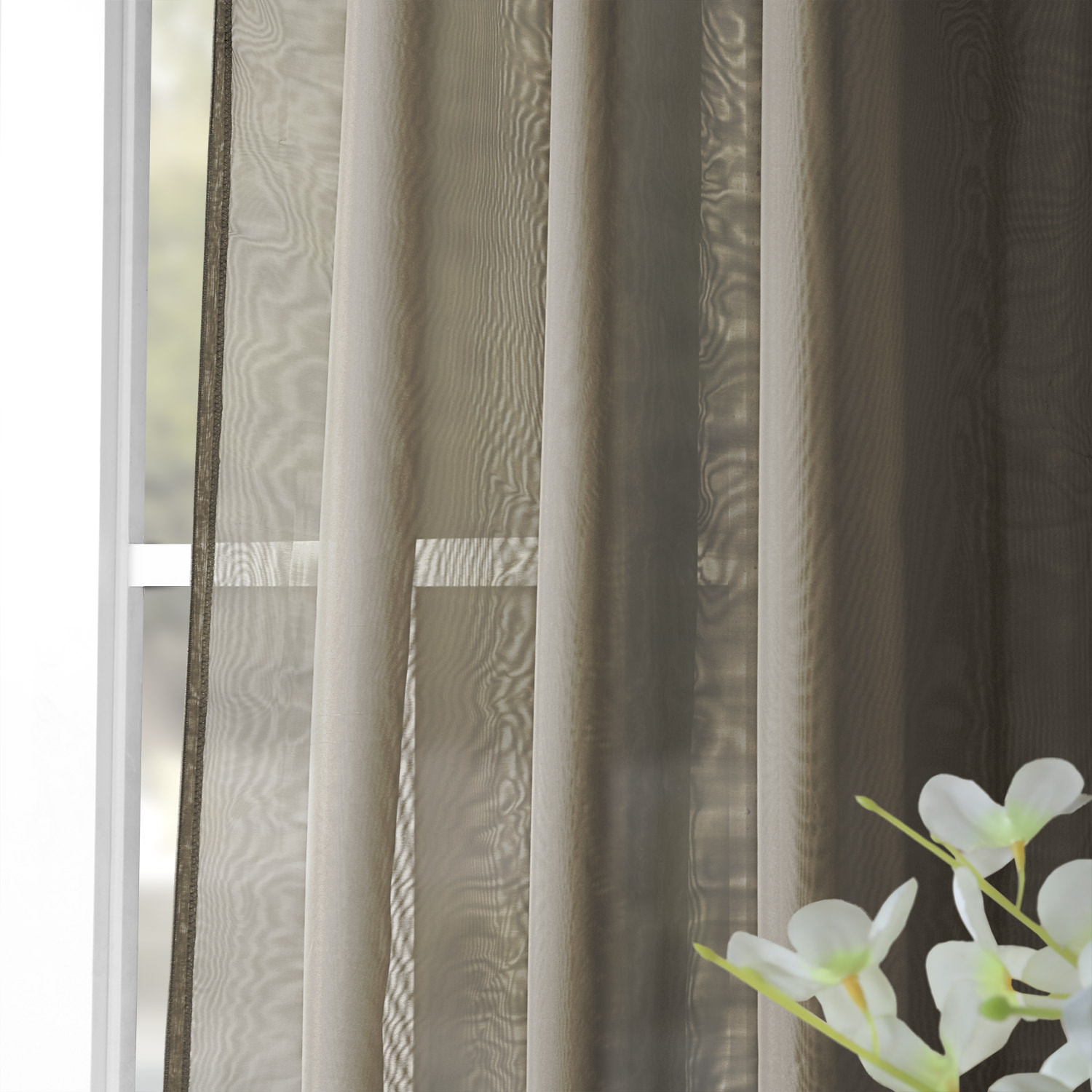 Extra Wide Double Layered Museum Grey Sheer Curtain