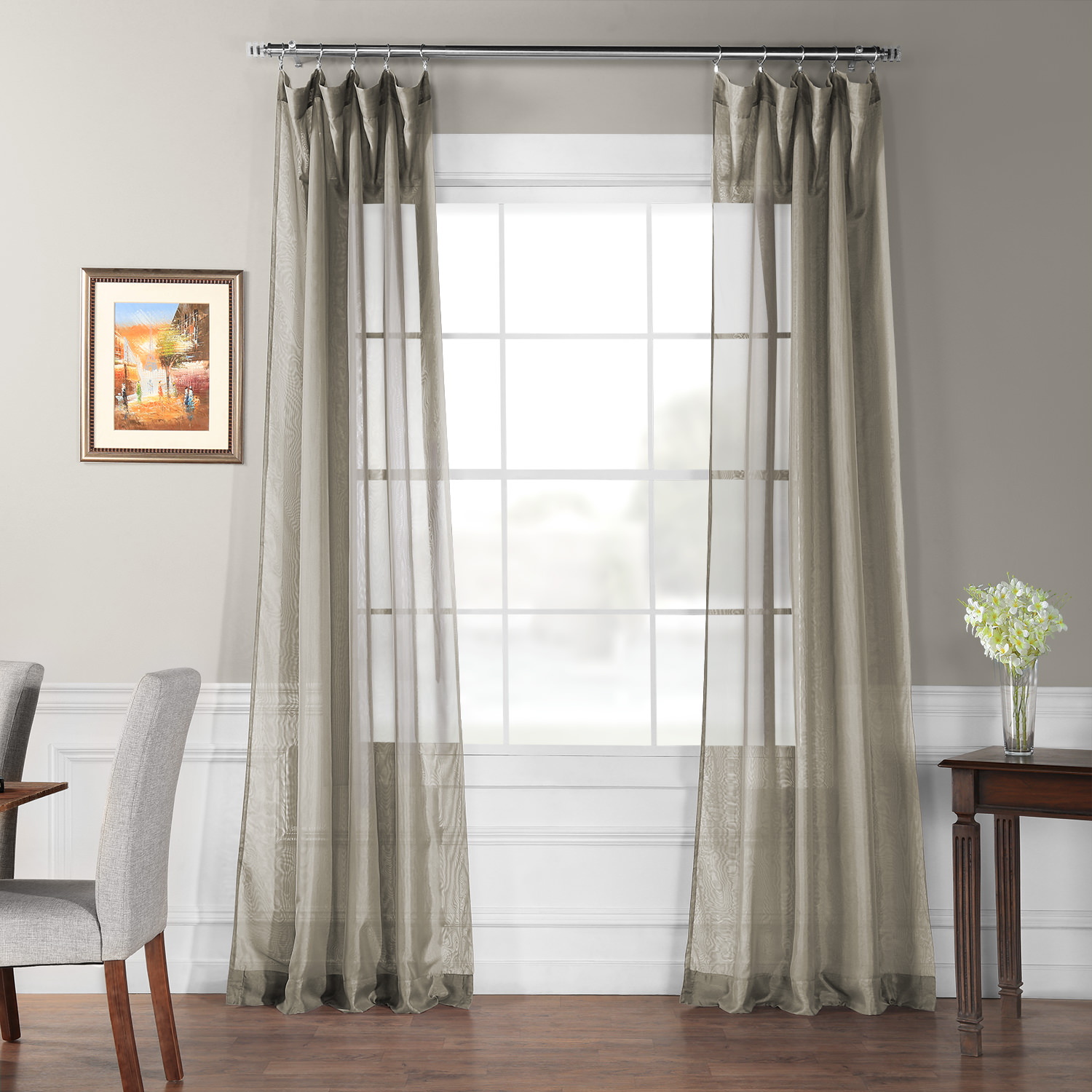 Signature Double Layered Museum Grey Sheer Curtain