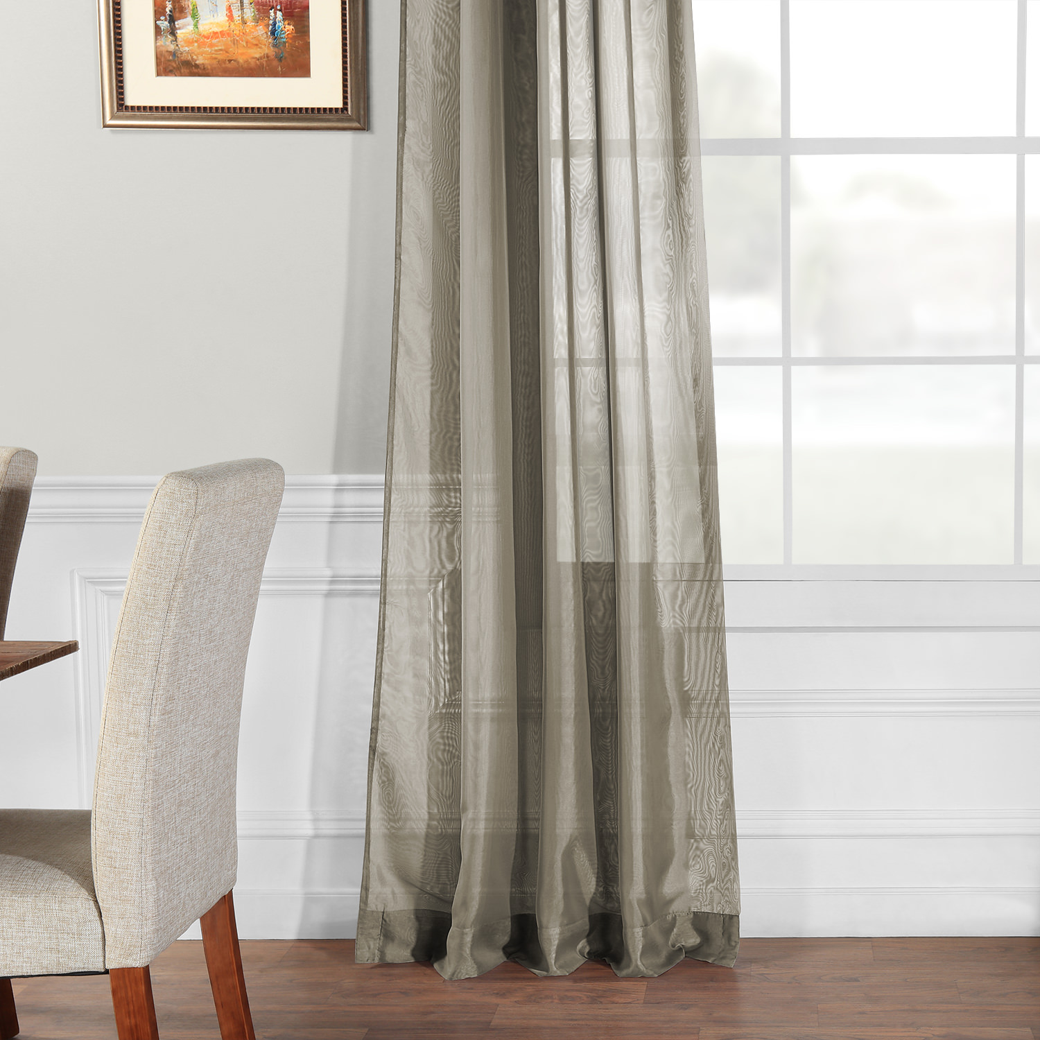 Signature Double Layered Museum Grey Sheer Curtain