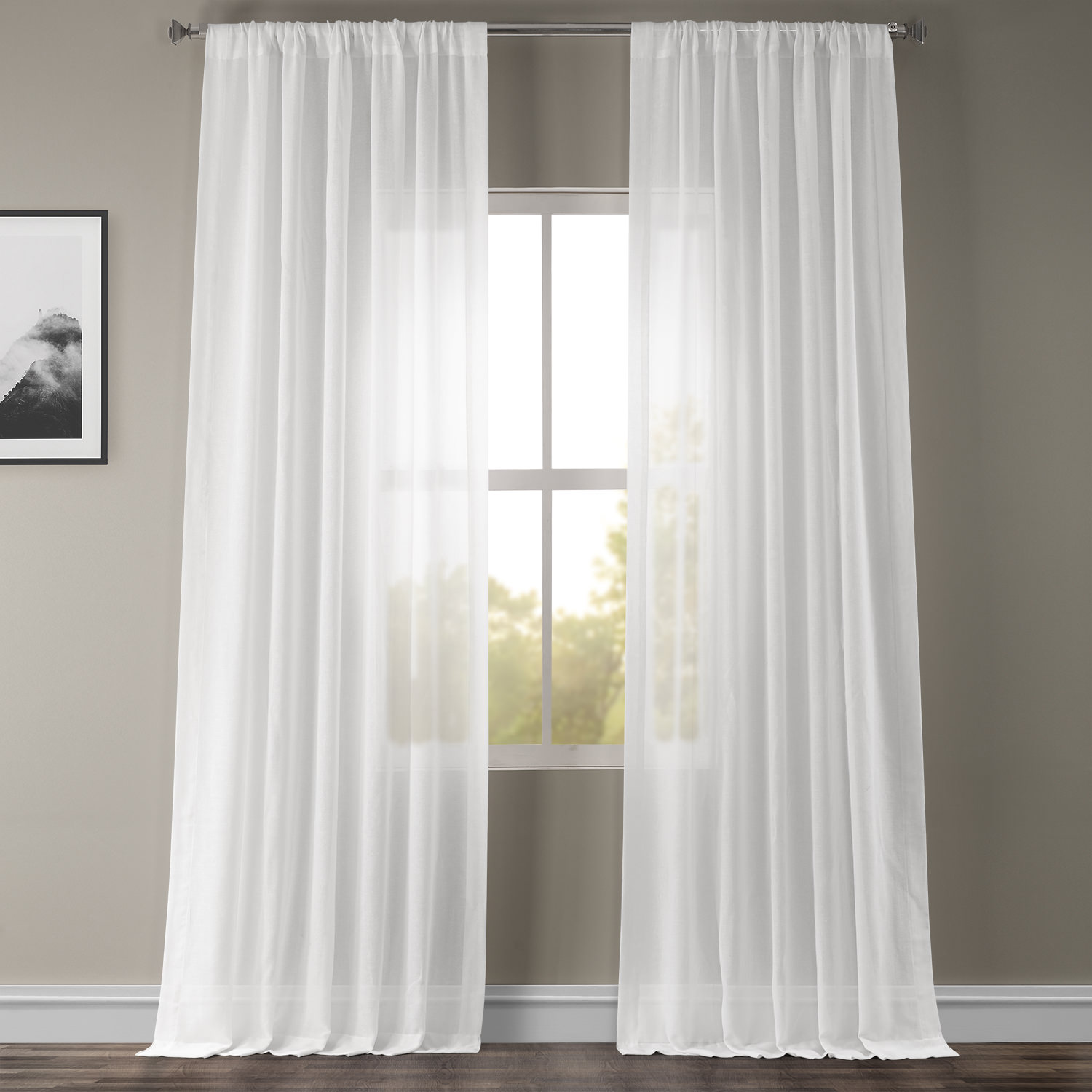 White Orchid Faux Linen Sheer Curtain