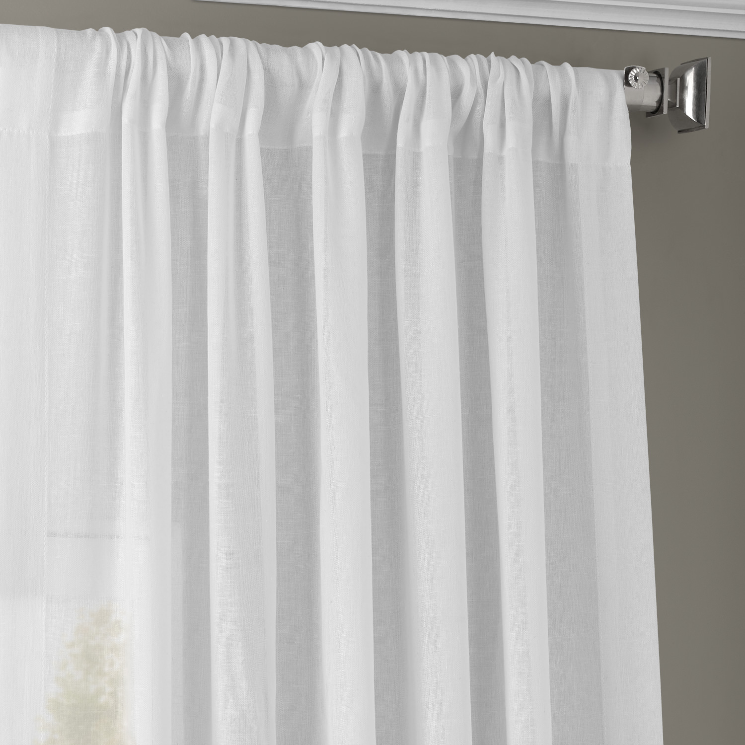 White Orchid Faux Linen Sheer Curtain