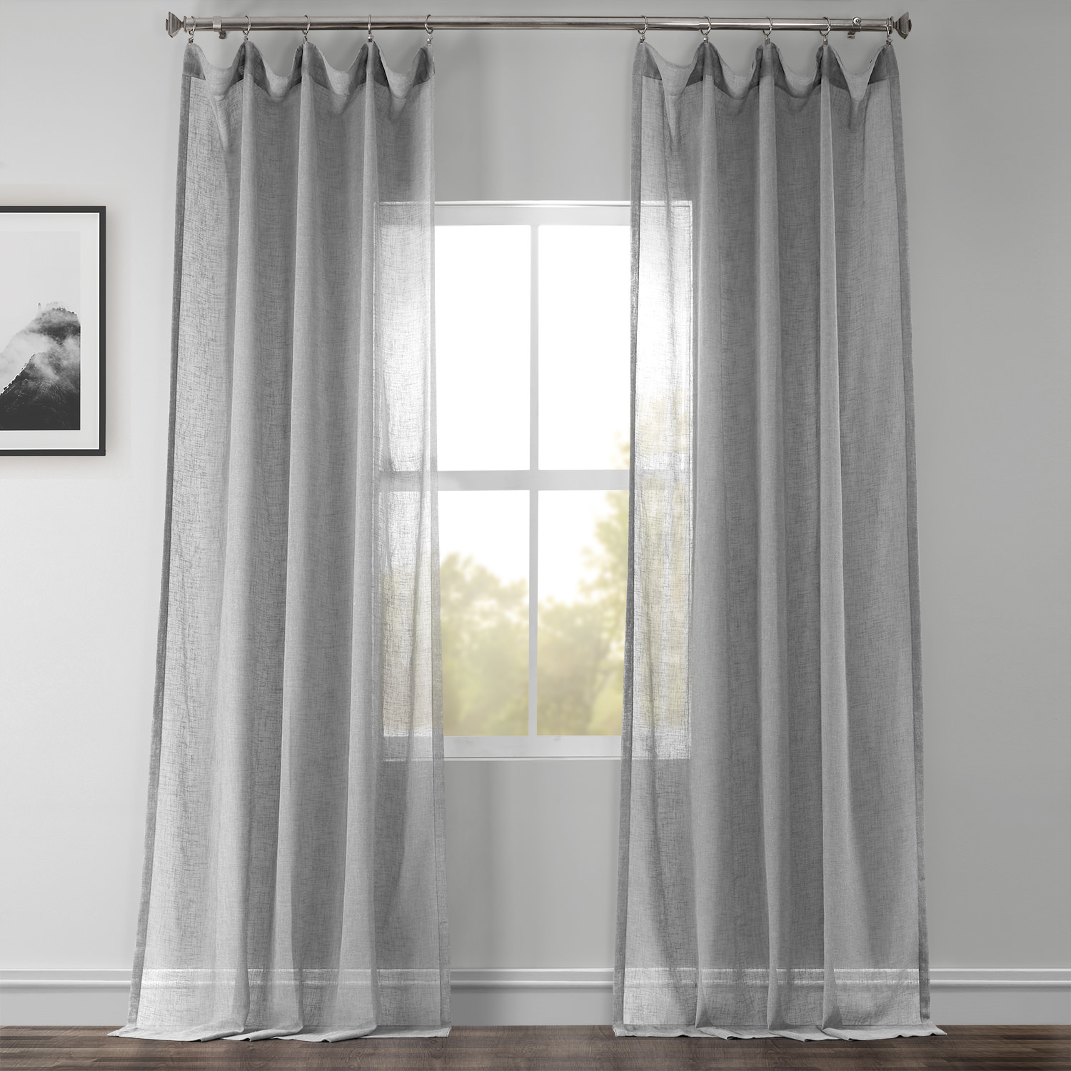 Nickel Faux Linen Sheer Curtain