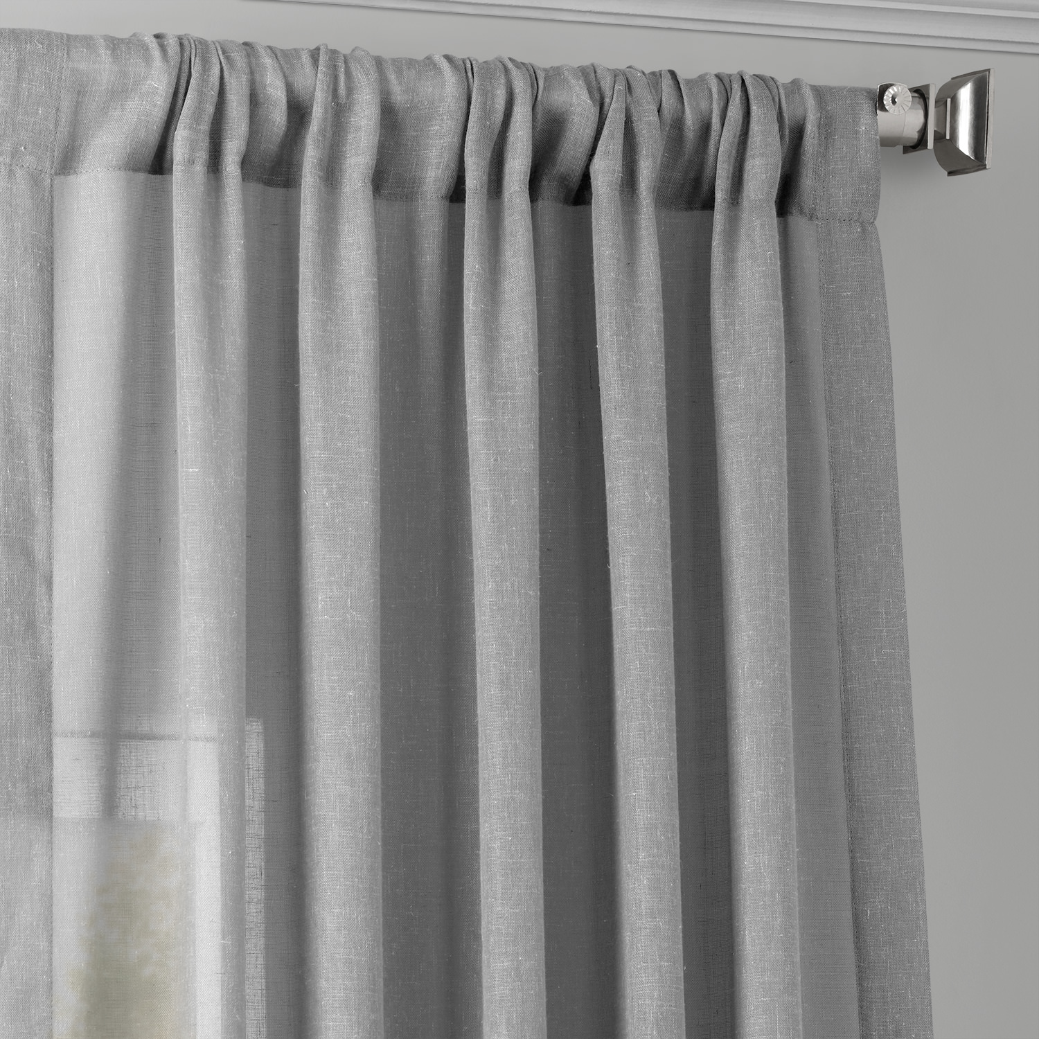 Nickel Faux Linen Sheer Curtain