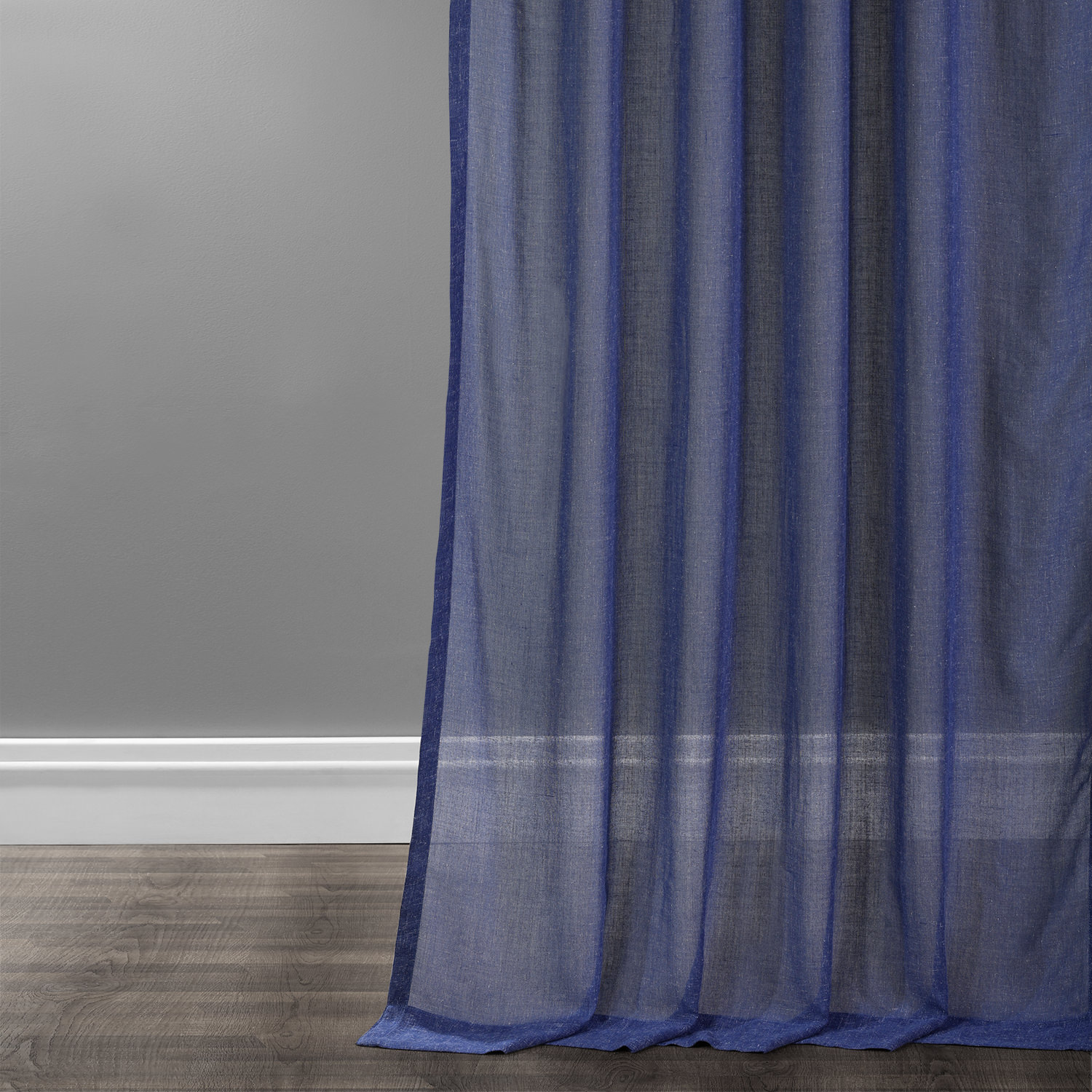 Blue Lapis Faux Linen Sheer Curtain