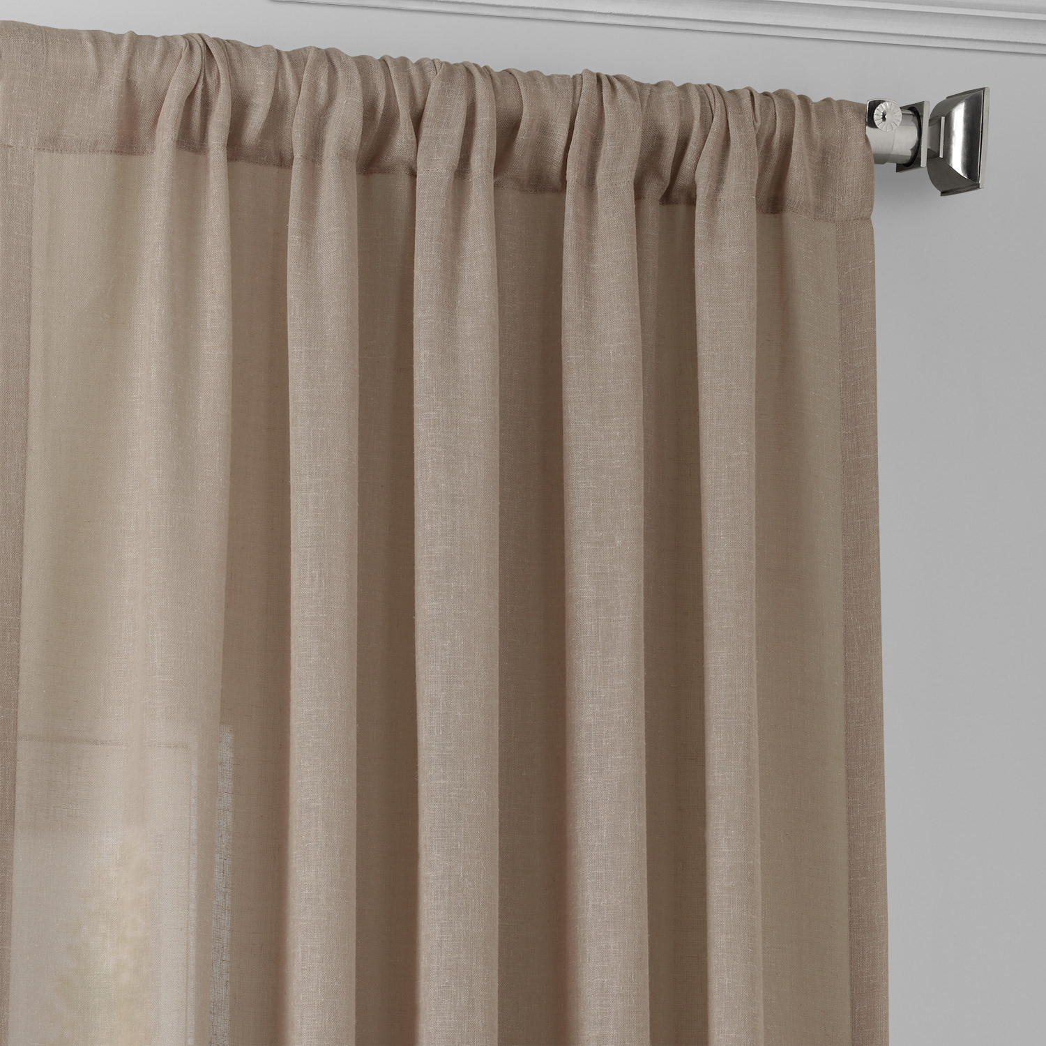 Soft Taupe Faux Linen Sheer Curtain