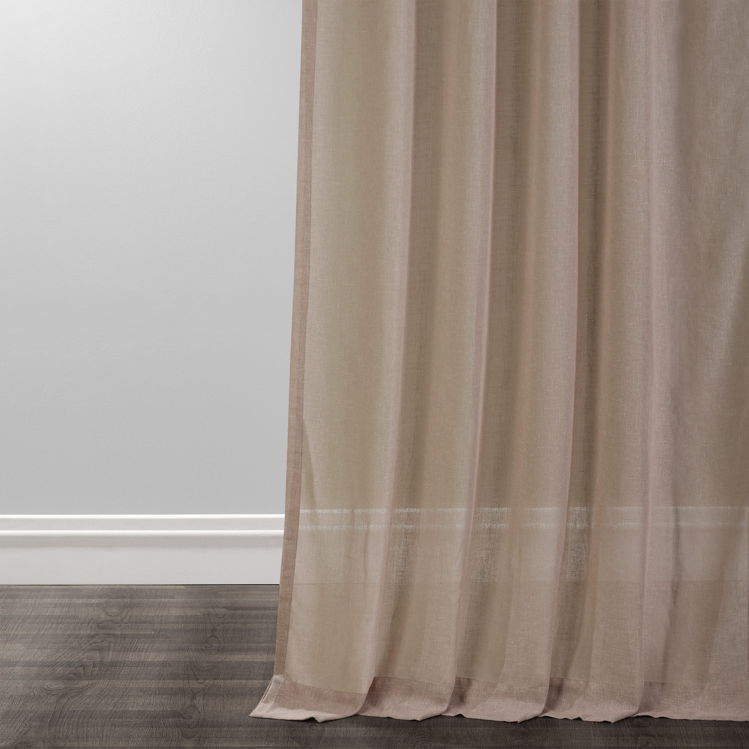 Soft Taupe Faux Linen Sheer Curtain