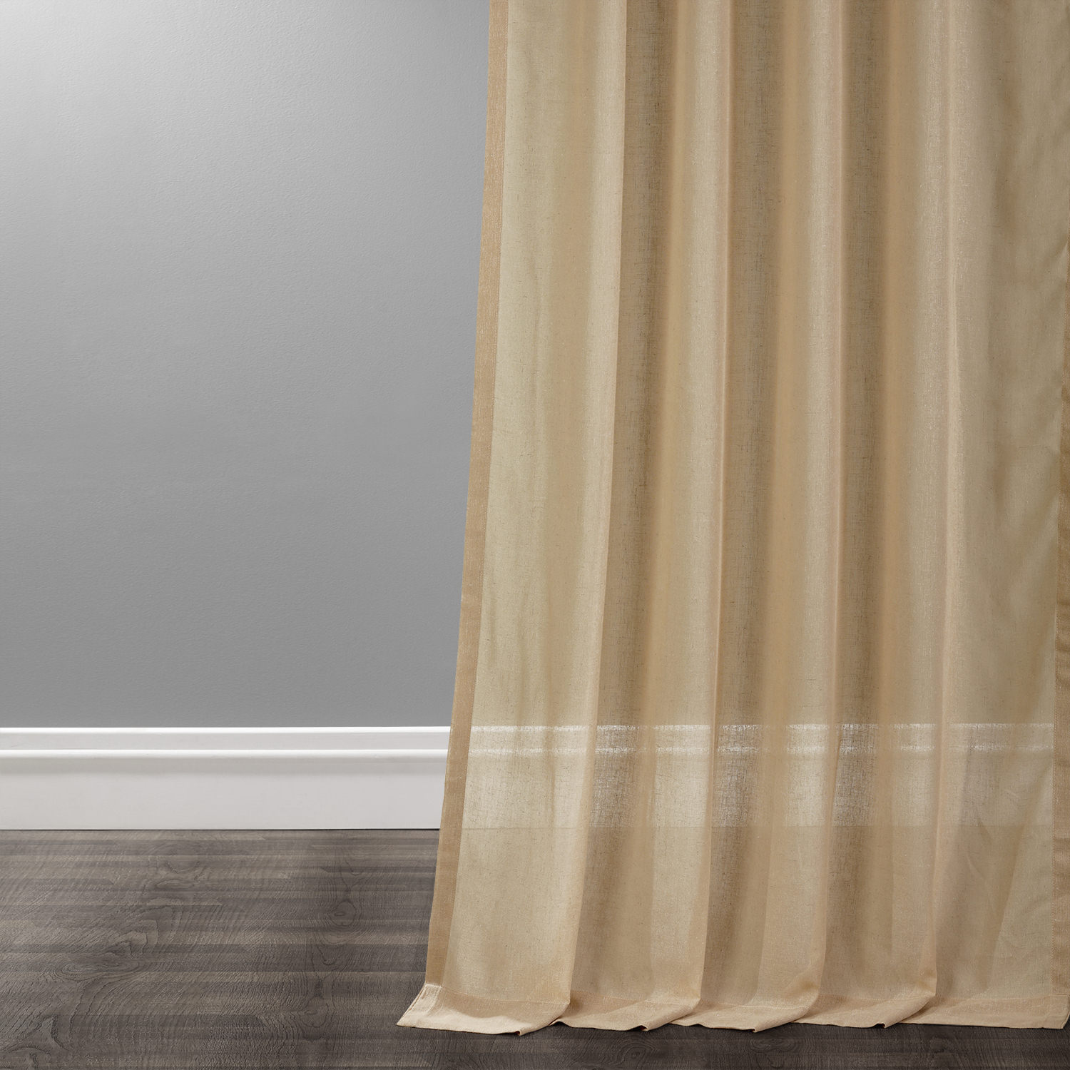 Raffia Tan Faux Linen Sheer Curtain