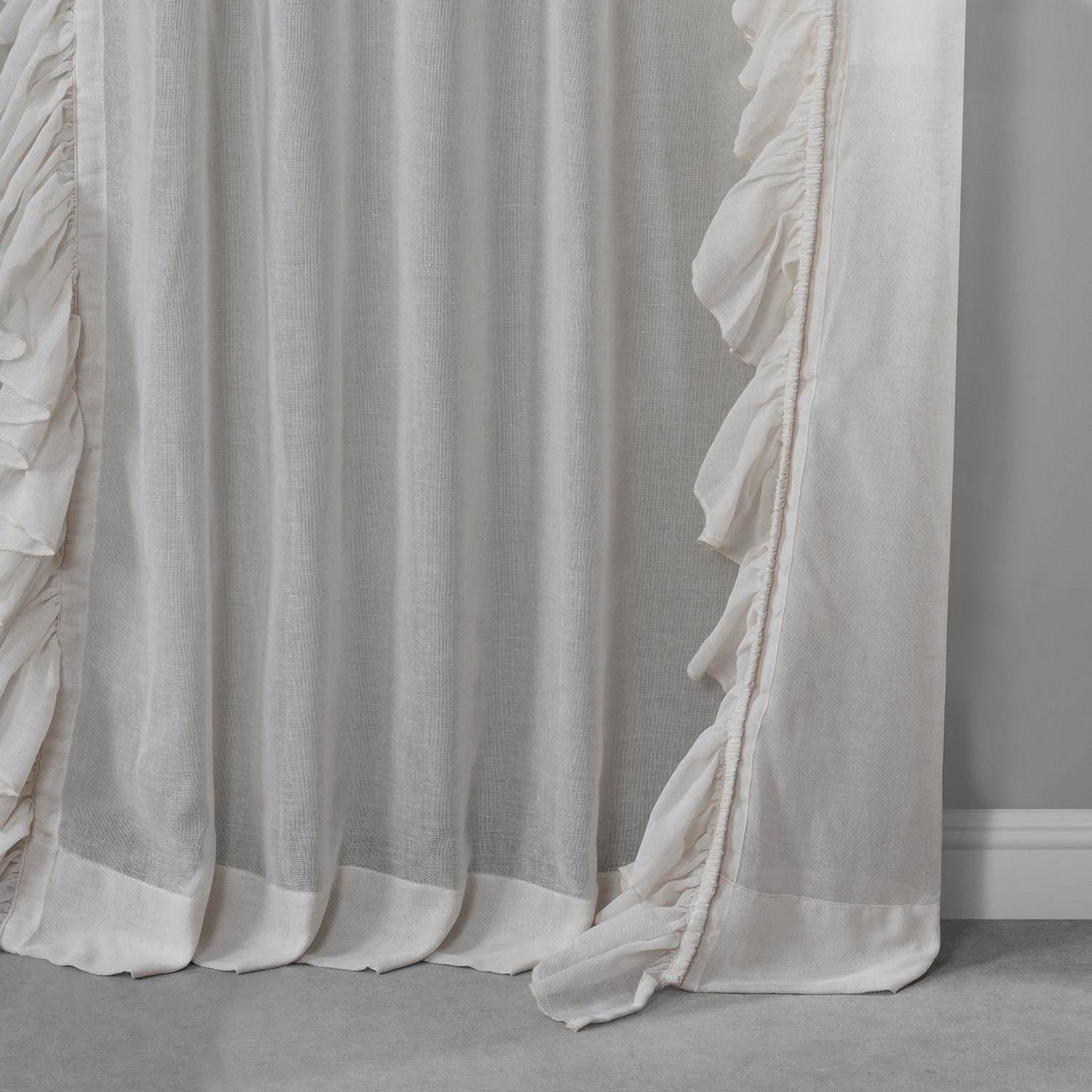 Gardenia Faux Linen Ruffle Sheer Curtain