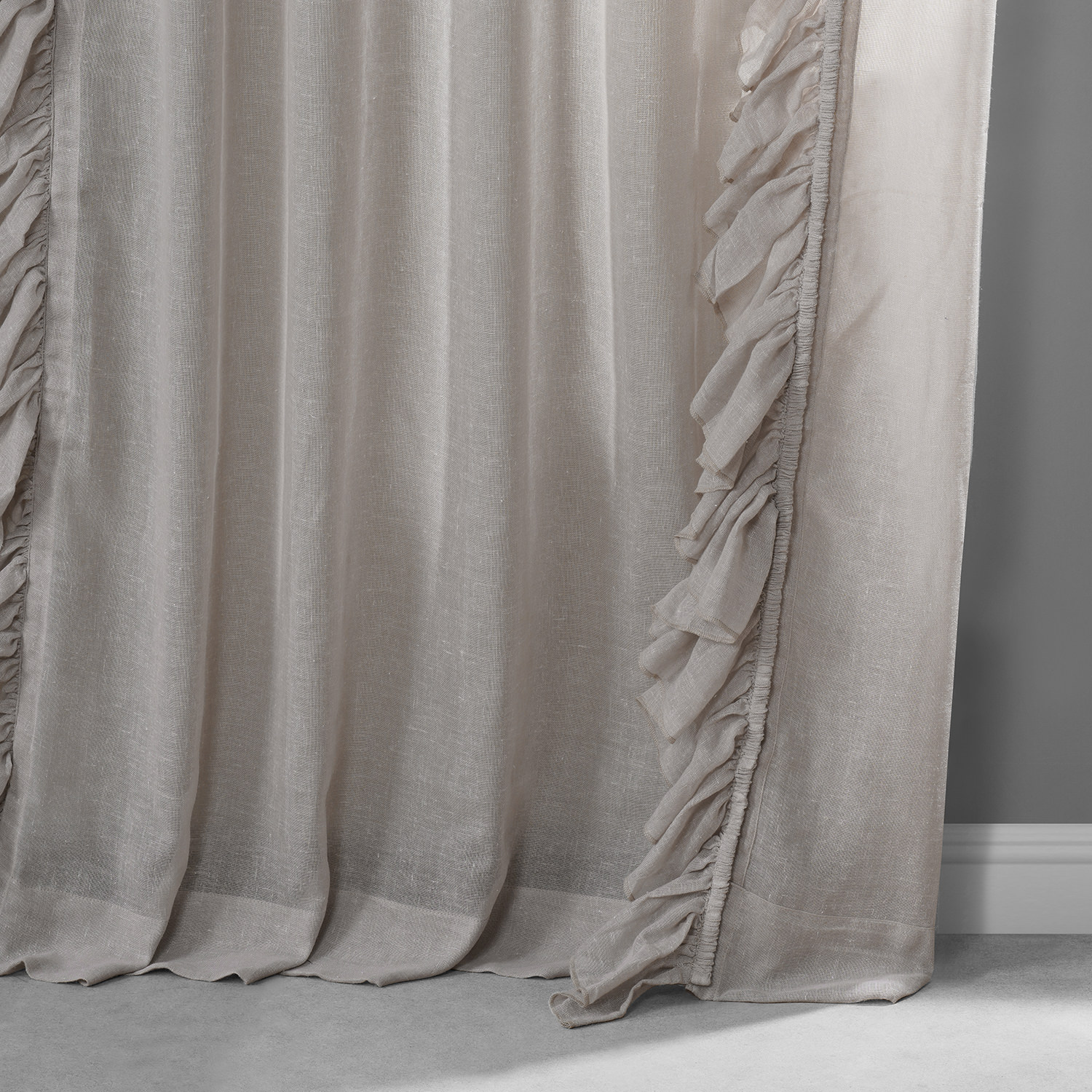 Tumbleweed Faux Linen Ruffle Sheer Curtain