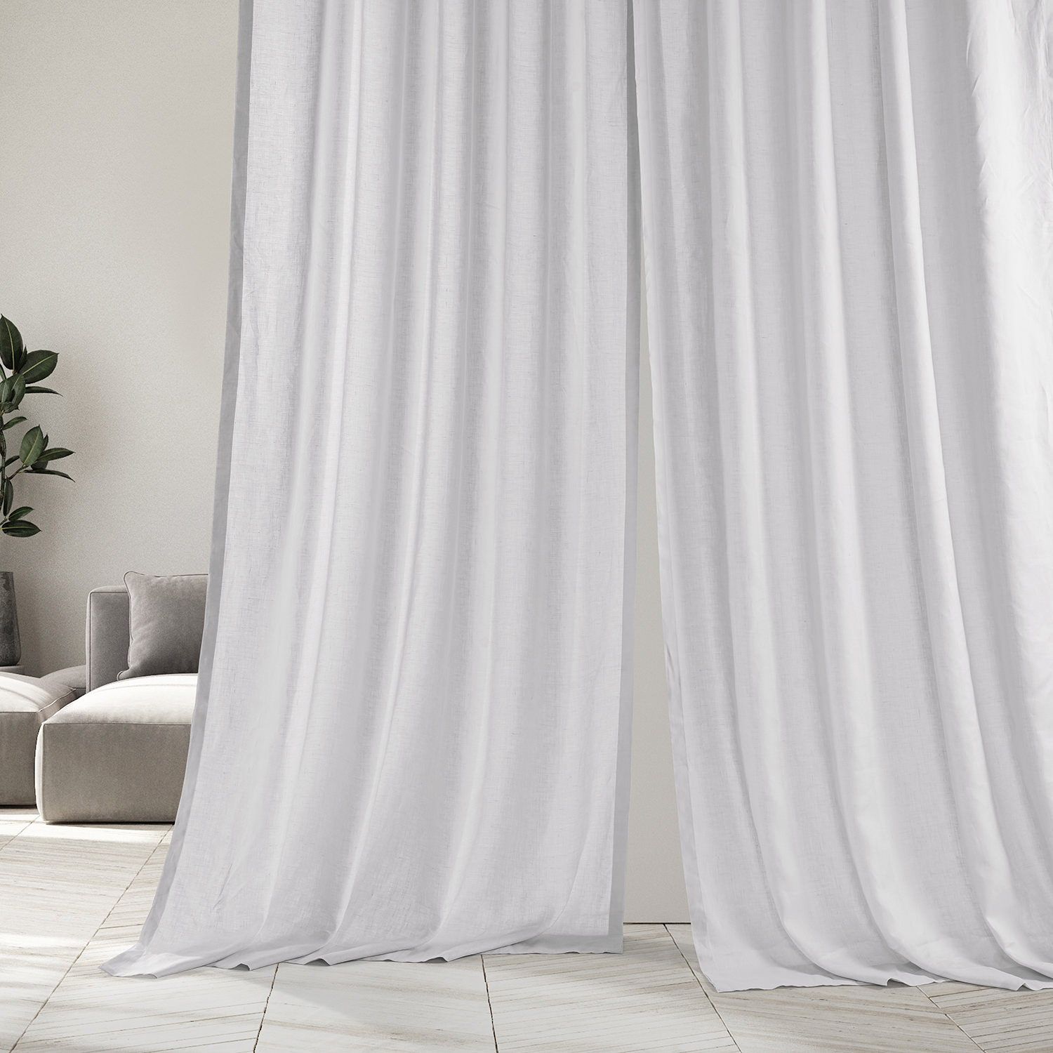 Signature Purity White French Linen Sheer Curtain