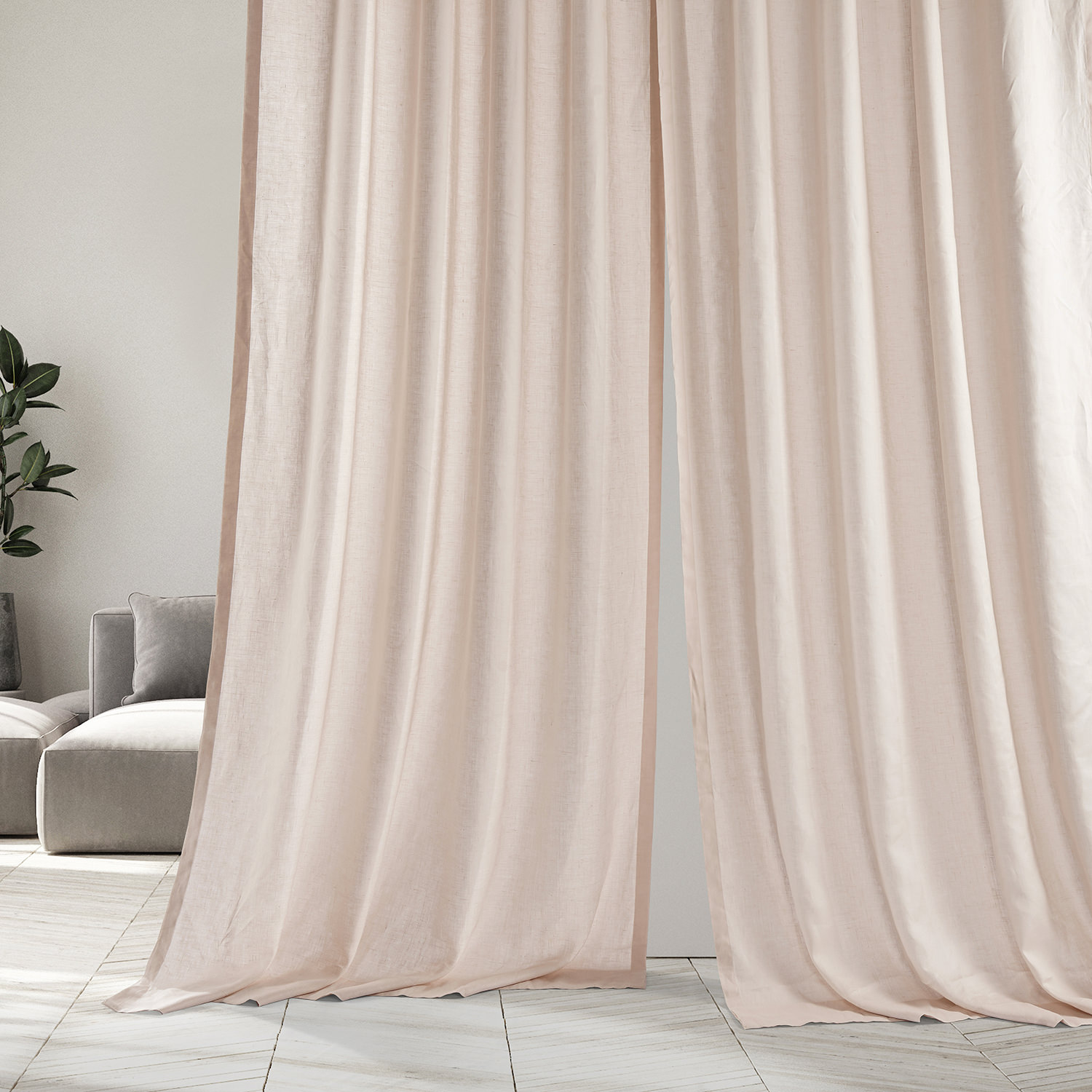 Signature Cherry Blossom Pink Linen Sheer Curtain