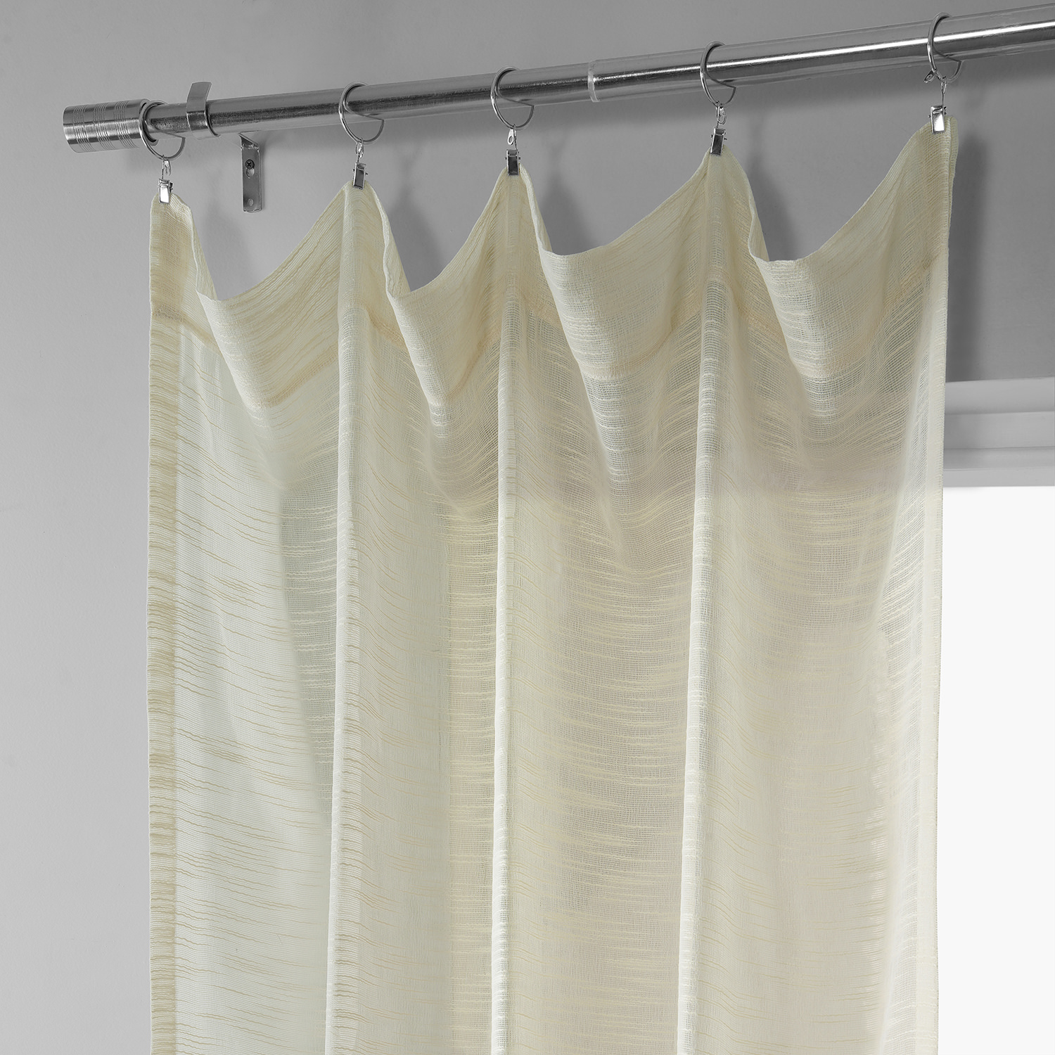 Open Weave Cream Linen Sheer Curtain