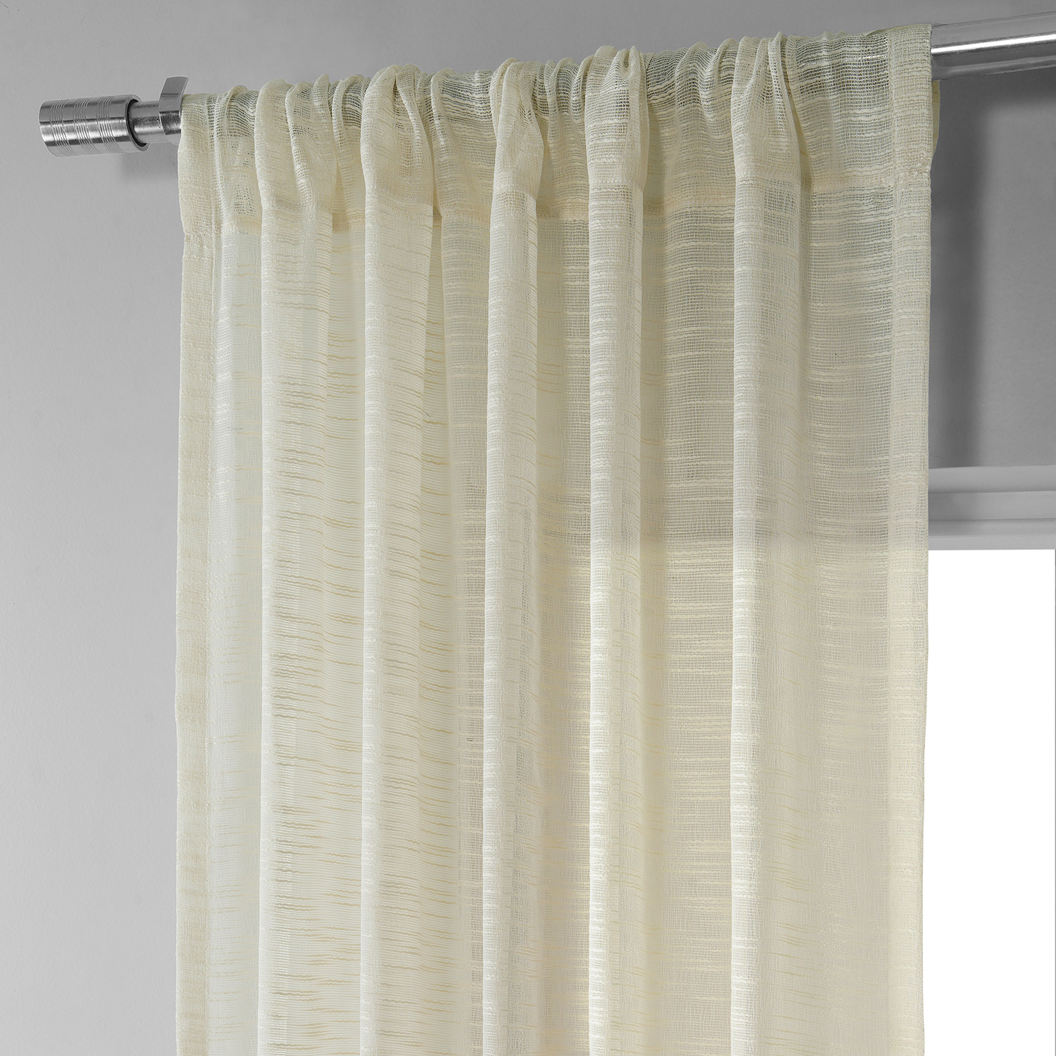 Open Weave Cream Linen Sheer Curtain