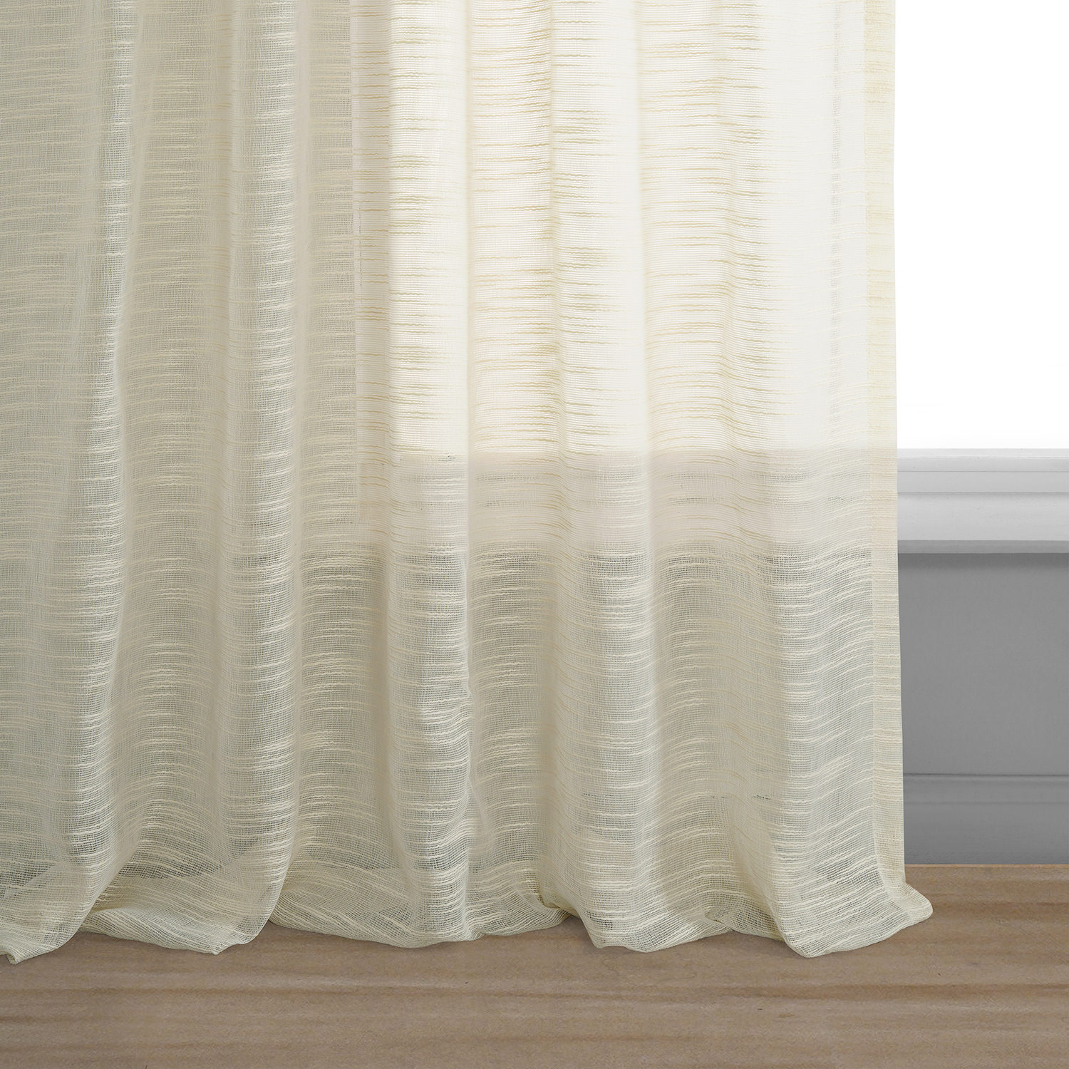 Open Weave Cream Linen Sheer Curtain