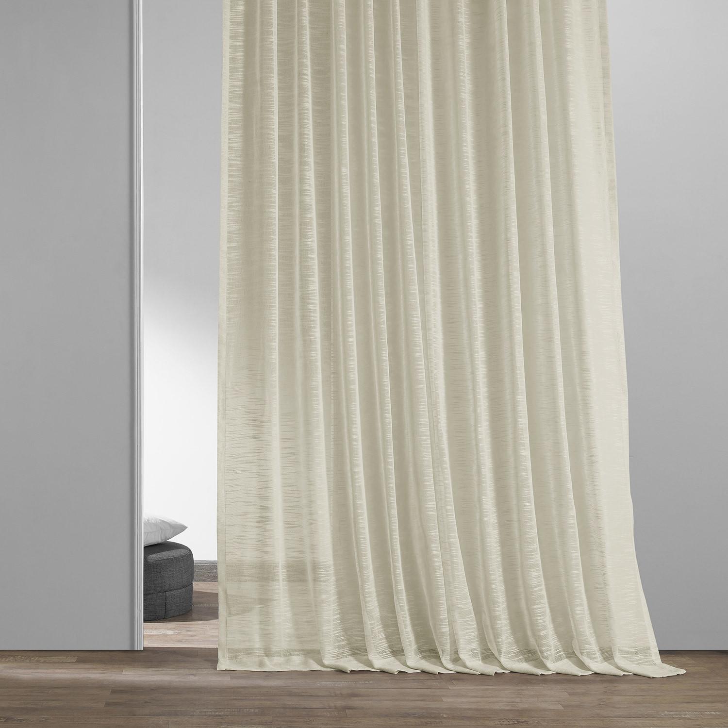 Open Weave Cream Linen Sheer Curtain