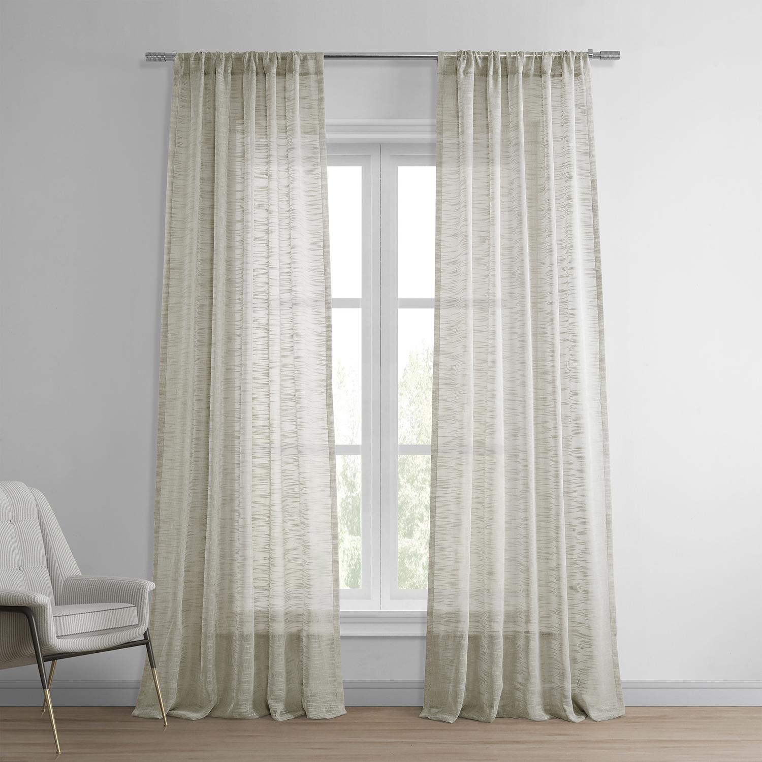 Open Weave Natural Linen Sheer Curtain