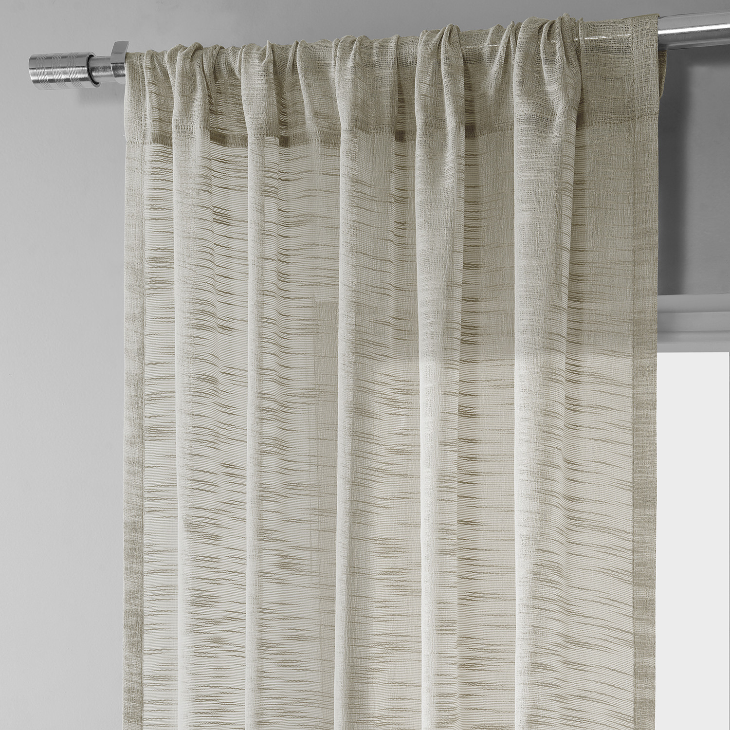 Open Weave Natural Linen Sheer Curtain