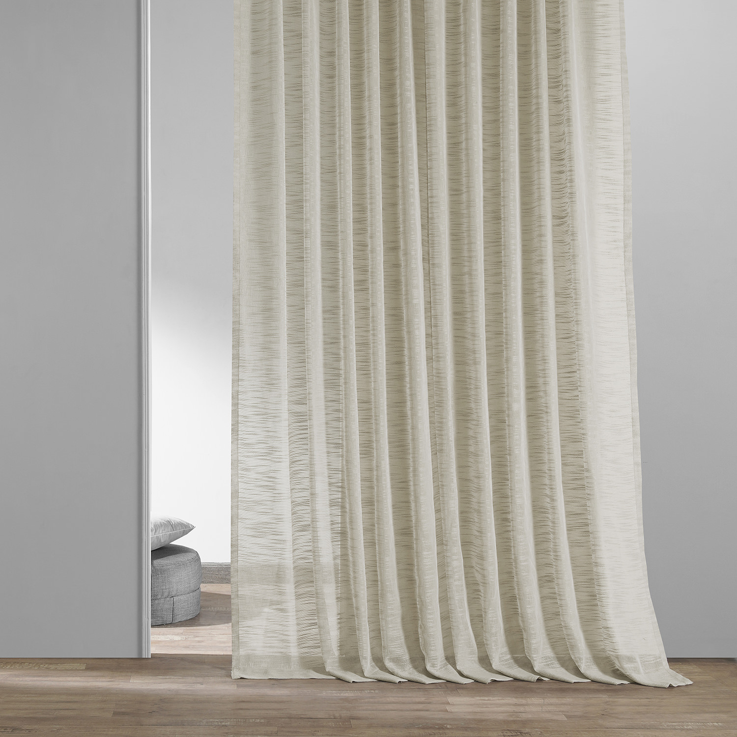 Open Weave Natural Linen Sheer Curtain